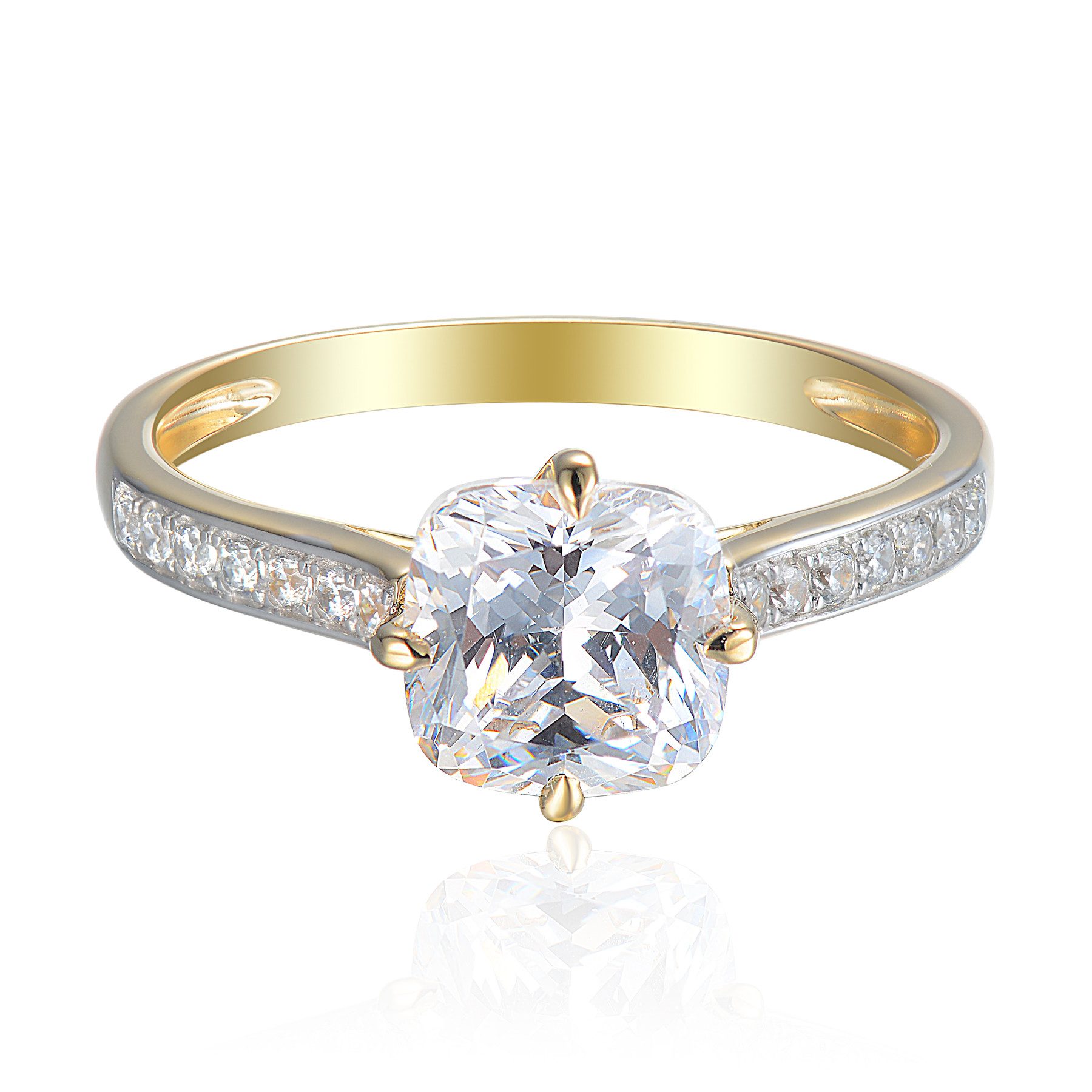 Stella-Jewellery Solitärring 585er Gelbgold Damenring Solitair mit Zirk Cushion (Ring mit Zirkonia, Zirkonia - inkl. Etui), Kissenschliff