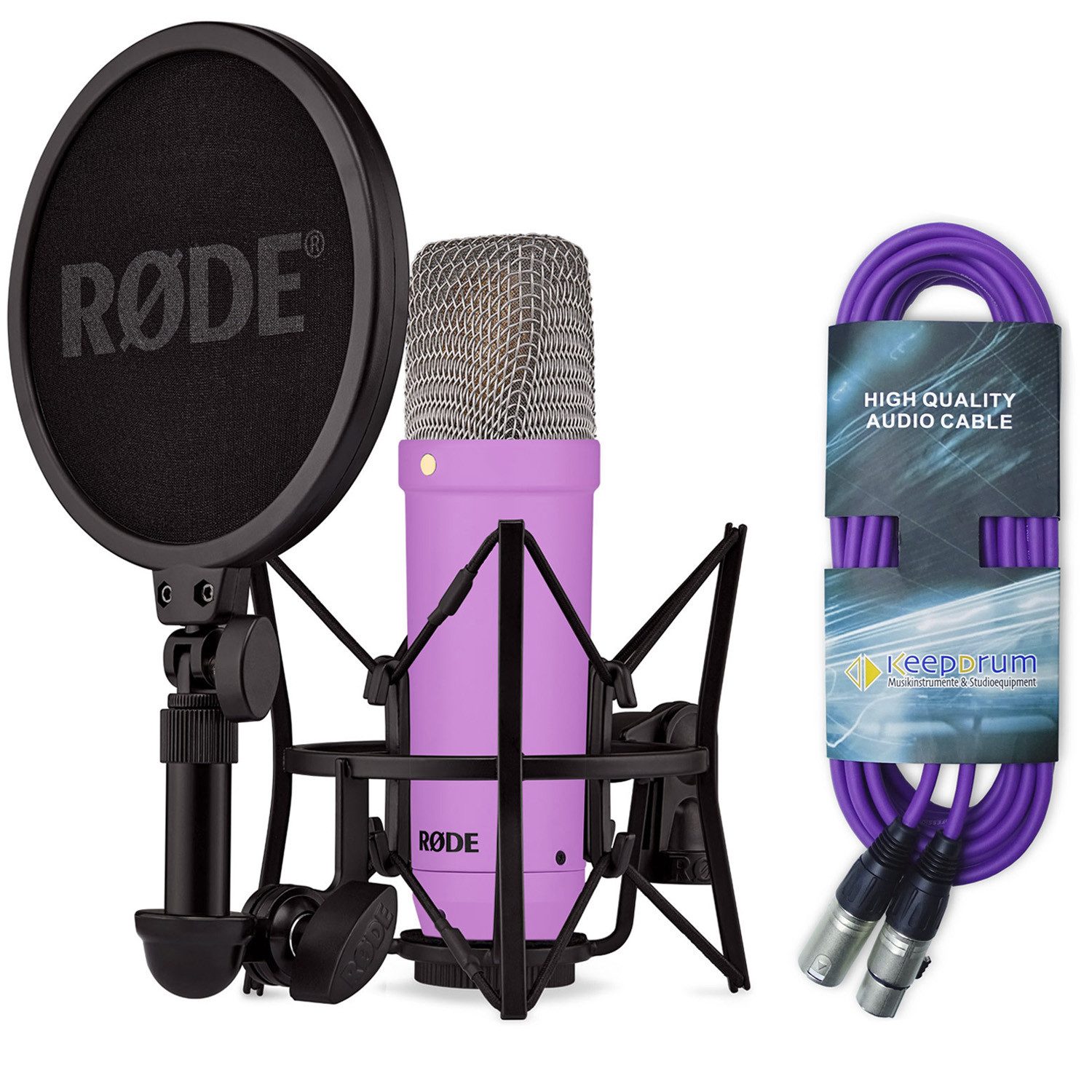 Mikrofon Rode NT1 Signature Purple Studio-Mikrofon Lila mit XLR-Kabel Lila