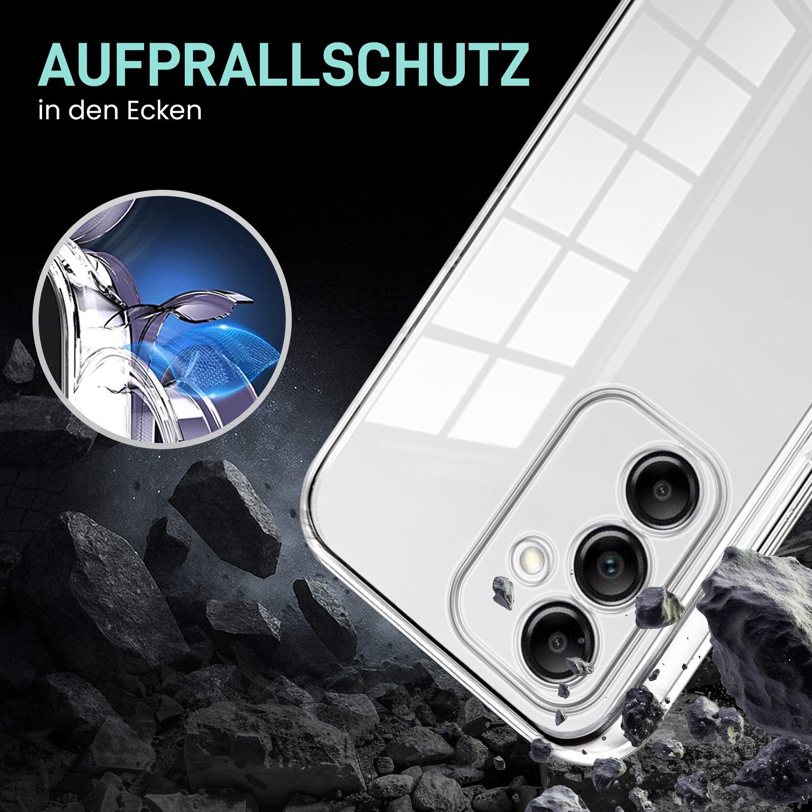 Tec-Expert Handyhülle 360 Grad Hülle für Samsung Galaxy A14 / A14 5G 6.6 Zoll, 6.6", Rundum Schutz Cover Case Hülle Transparent – Bild 4 von 5