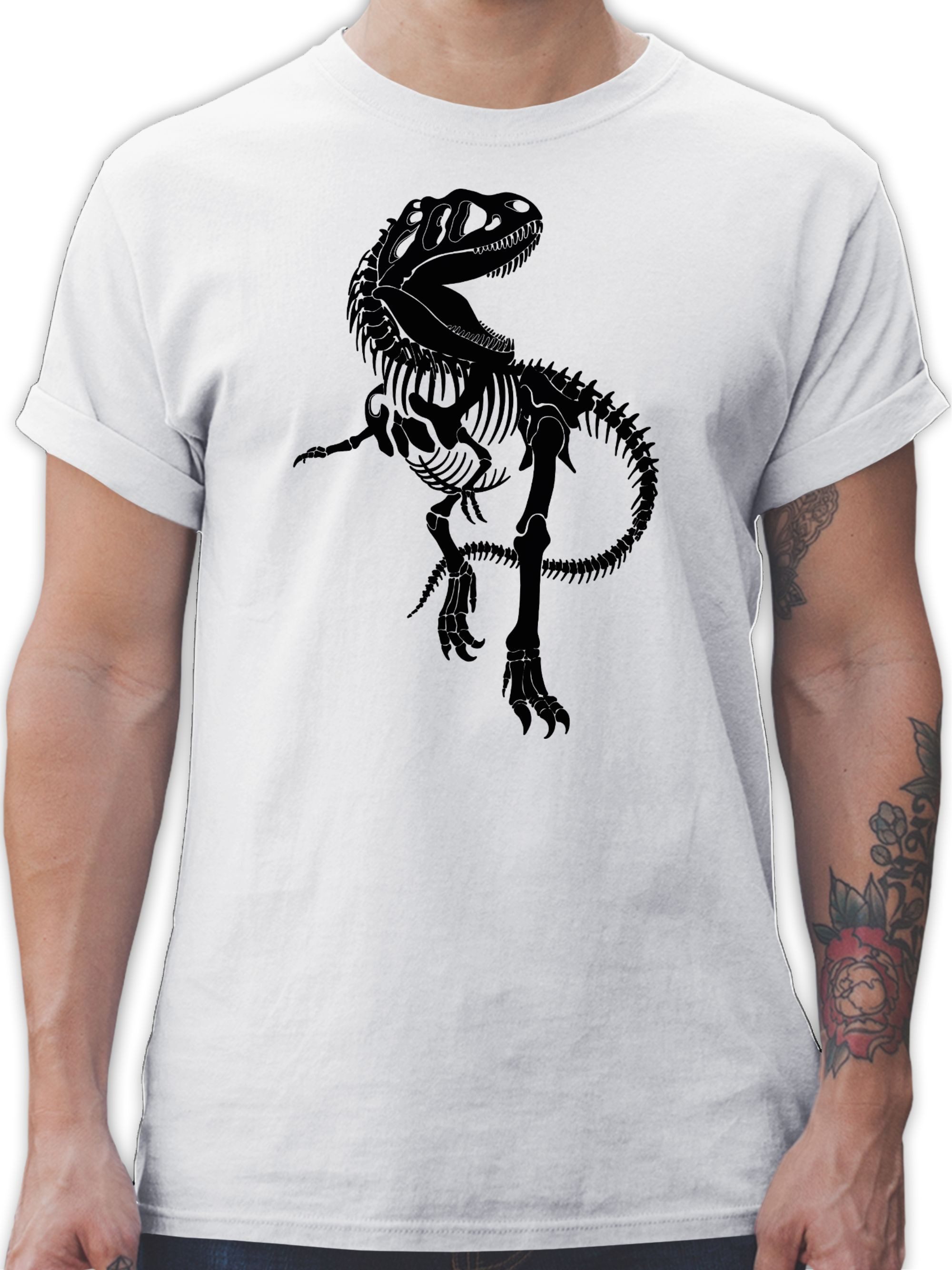Shirtracer T-Shirt T-Rex Skelett - schwarz Tiere Zubehör