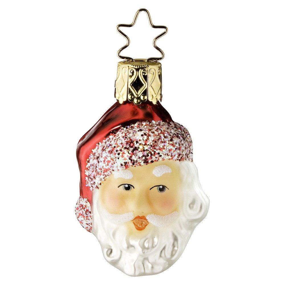INGE-GLAS® Christbaumschmuck, Christbaumschmuck Anhänger Glas Santa Claus 5,5cm Rot / Weiß