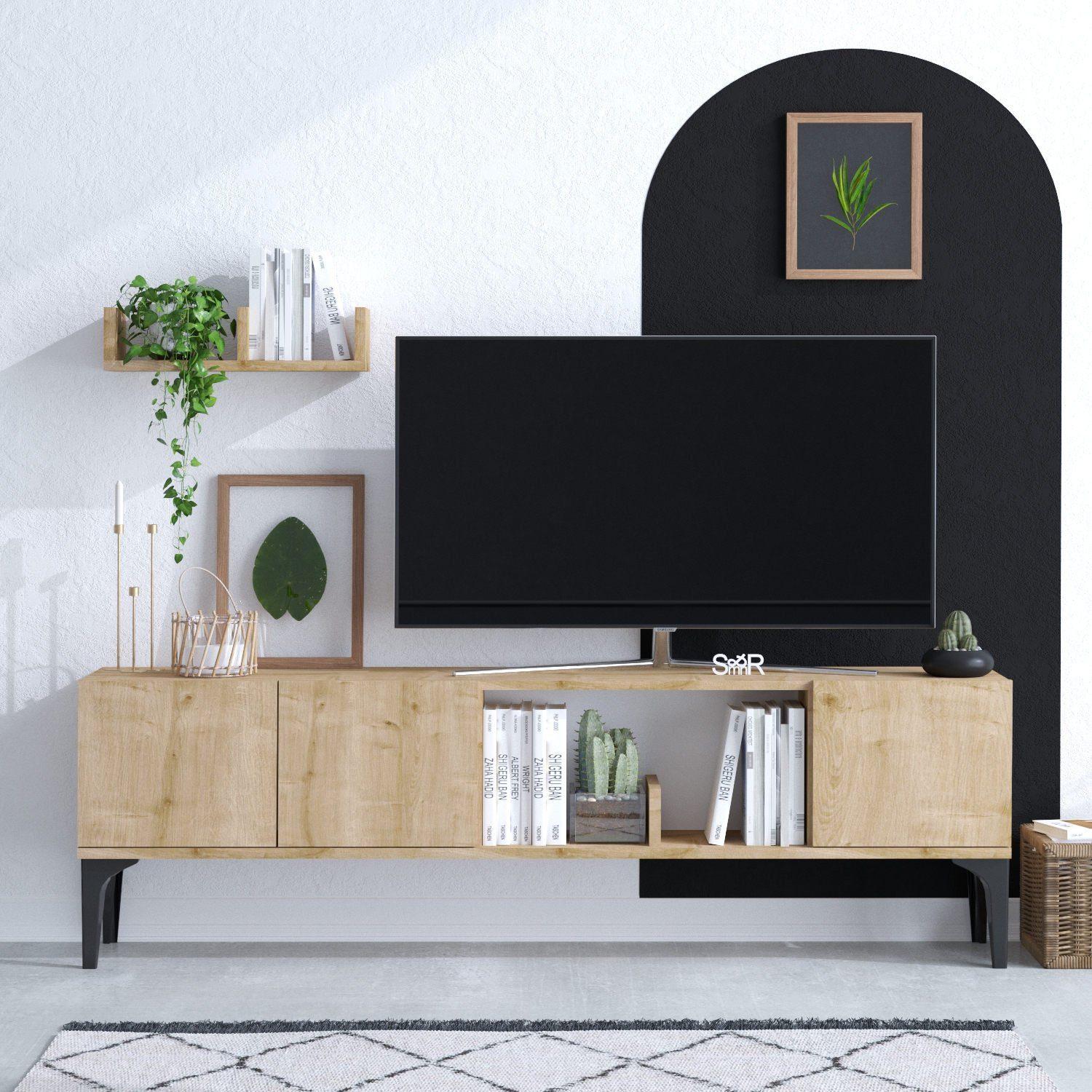 Partikelplatte cm, 47x150x35 Schränke, TV-Schrank Decor Melaminbeschichtete 100% Skye