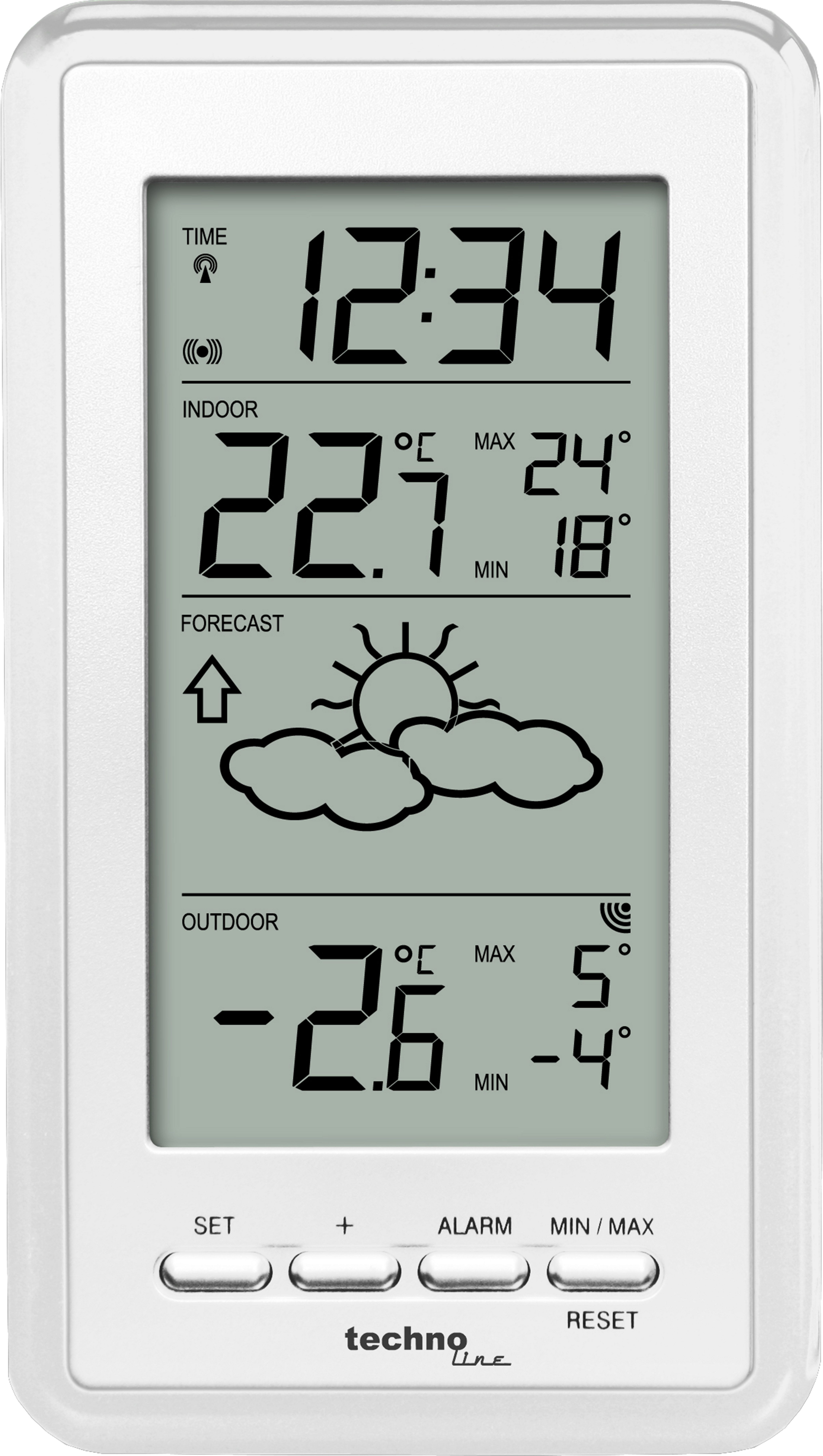technoline WS 9130 Funkwetterstation (inkl. Außensender, DCF-77 Funkuhr, Wettervorhersage & Temperaturanzeige (Innen/Außen) – Bild 2 von 4