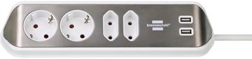 Brennenstuhl estilo Steckdosenleiste 4-fach, 2x Schutzkontakt-Steckdosen, 2x Euro-Steckdosen, USB-Ladefunktion