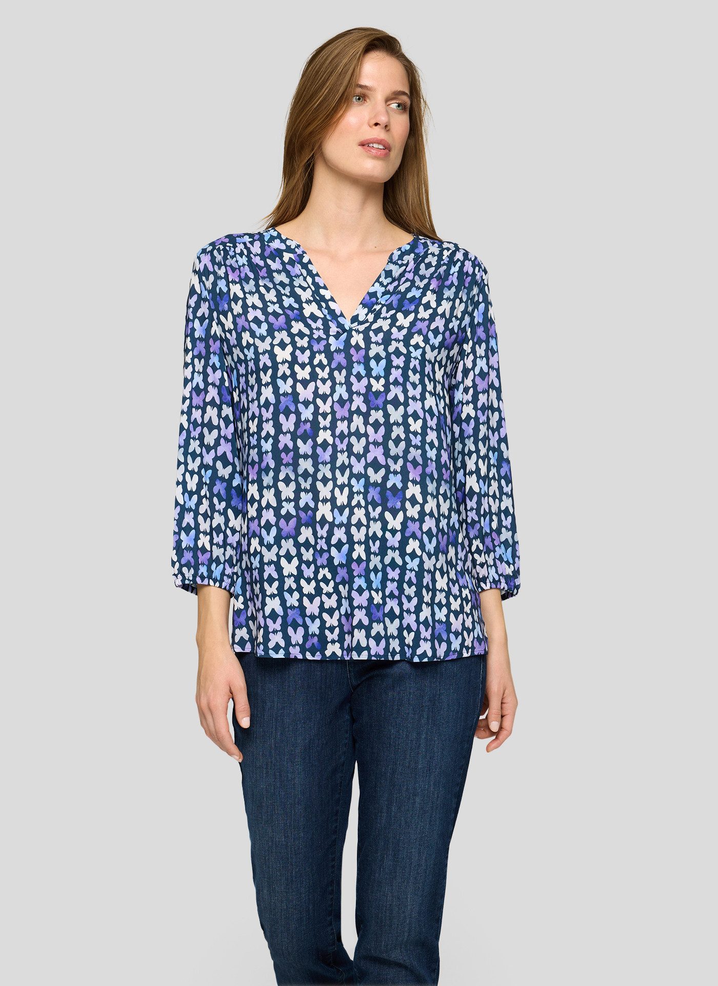Rabe Klassische Bluse mit All-Over Print günstig online kaufen