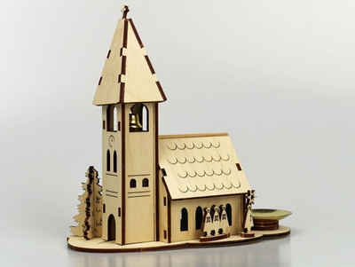 DeColibri Kreativset Bastelset Basteln Weihnachten Holz Kirche, (Bastelset zum Bemalen und Gestalten), Made in Germany