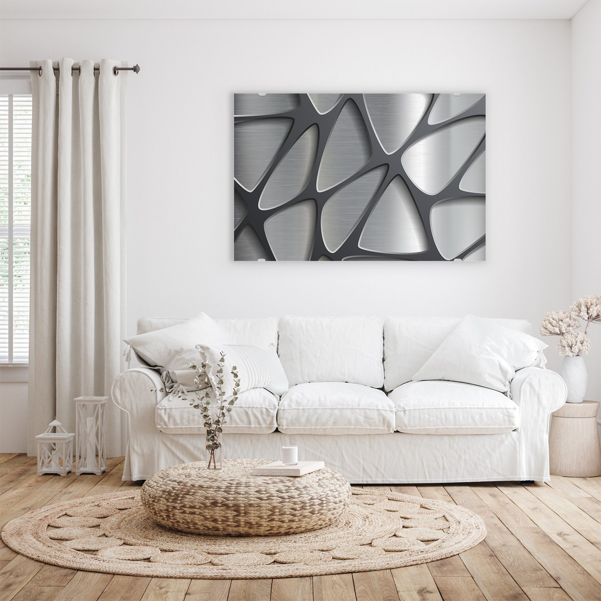 Primedeco Glasbild Wandbild Geometrisches Metallmuster mit Aufhängung, Text günstig online kaufen