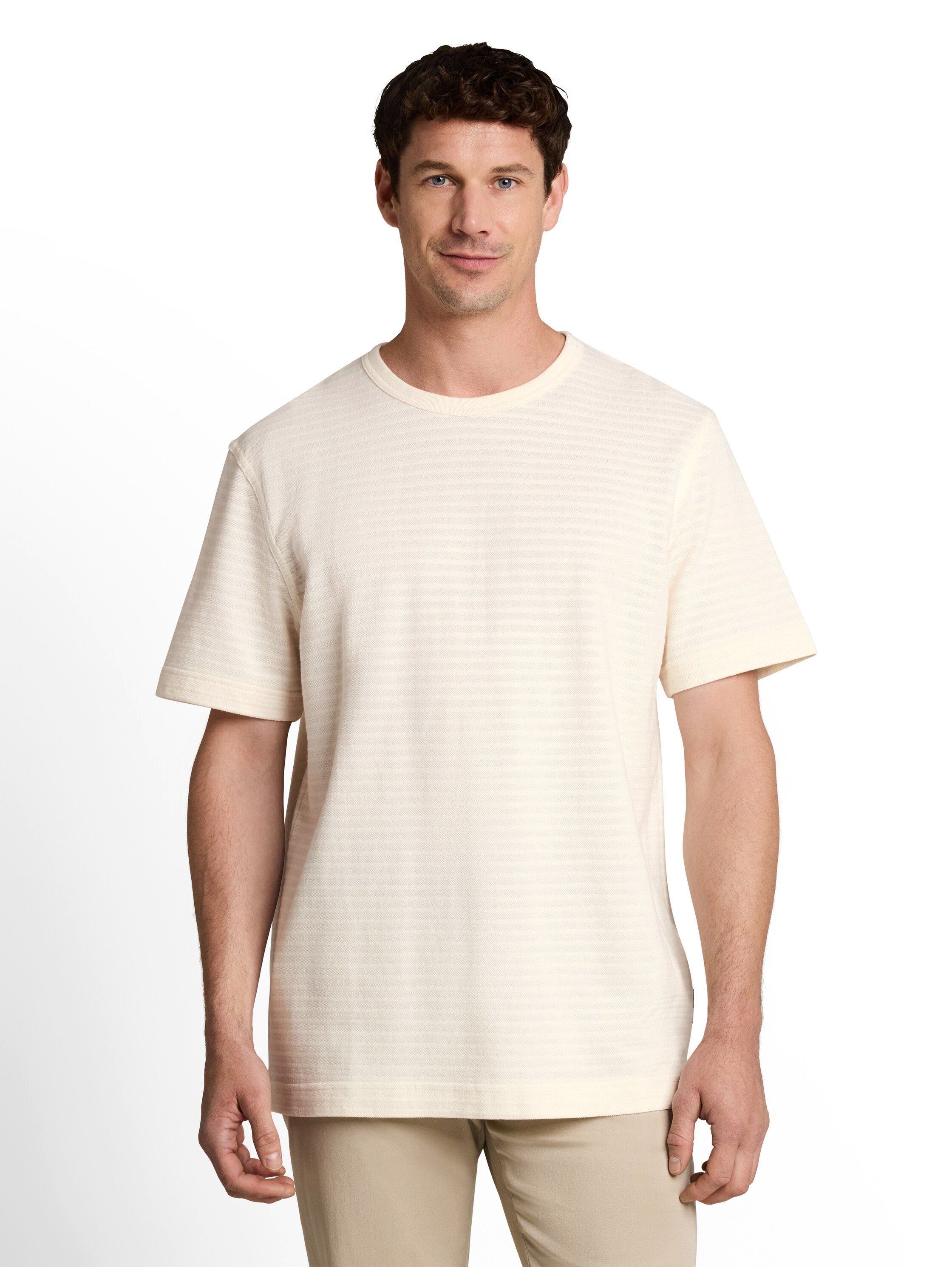 TOM TAILOR Kurzarmshirt Sommershirt mit feiner Streifen-Struktur