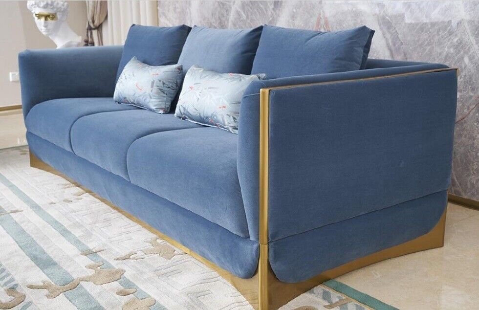 Desiger Sofa Luxus 3-er in Neu, JVmoebel Couch Dreisitzer Europe blaue Sofa Made