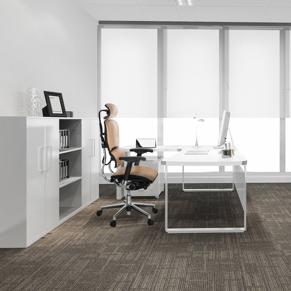 Bürostuhl (1 OFFICE ergonomisch ERGOHUMAN Safran Leder St), hjh Chefsessel Luxus Drehstuhl