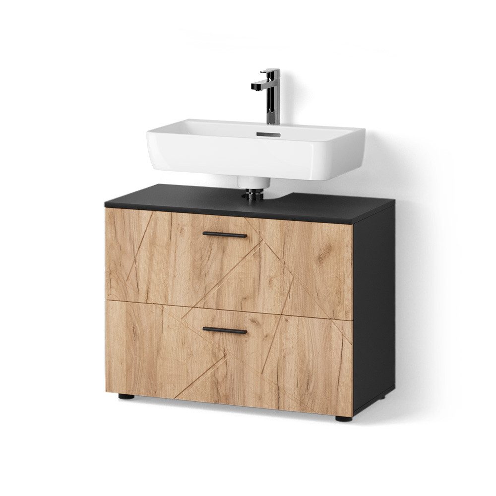 Livinity® Waschbeckenunterschrank Ronco, Goldkraft Eiche/Anthrazit/Anthrazi günstig online kaufen