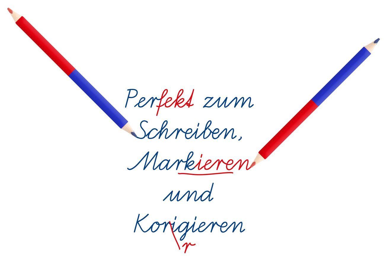 Stylex Schreibwaren Bleistift 10 Silbenstifte / Silbentrennstifte / Farbe: rot und blau