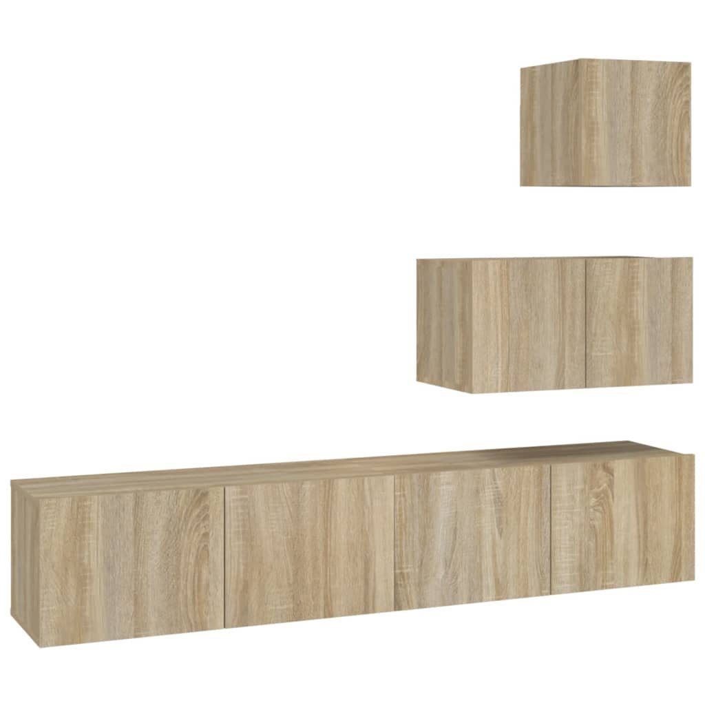 vidaXL TV-Schrank 4-tlg. Holzwerkstoff (4-St) TV-Schrank-Set Sonoma-Eiche