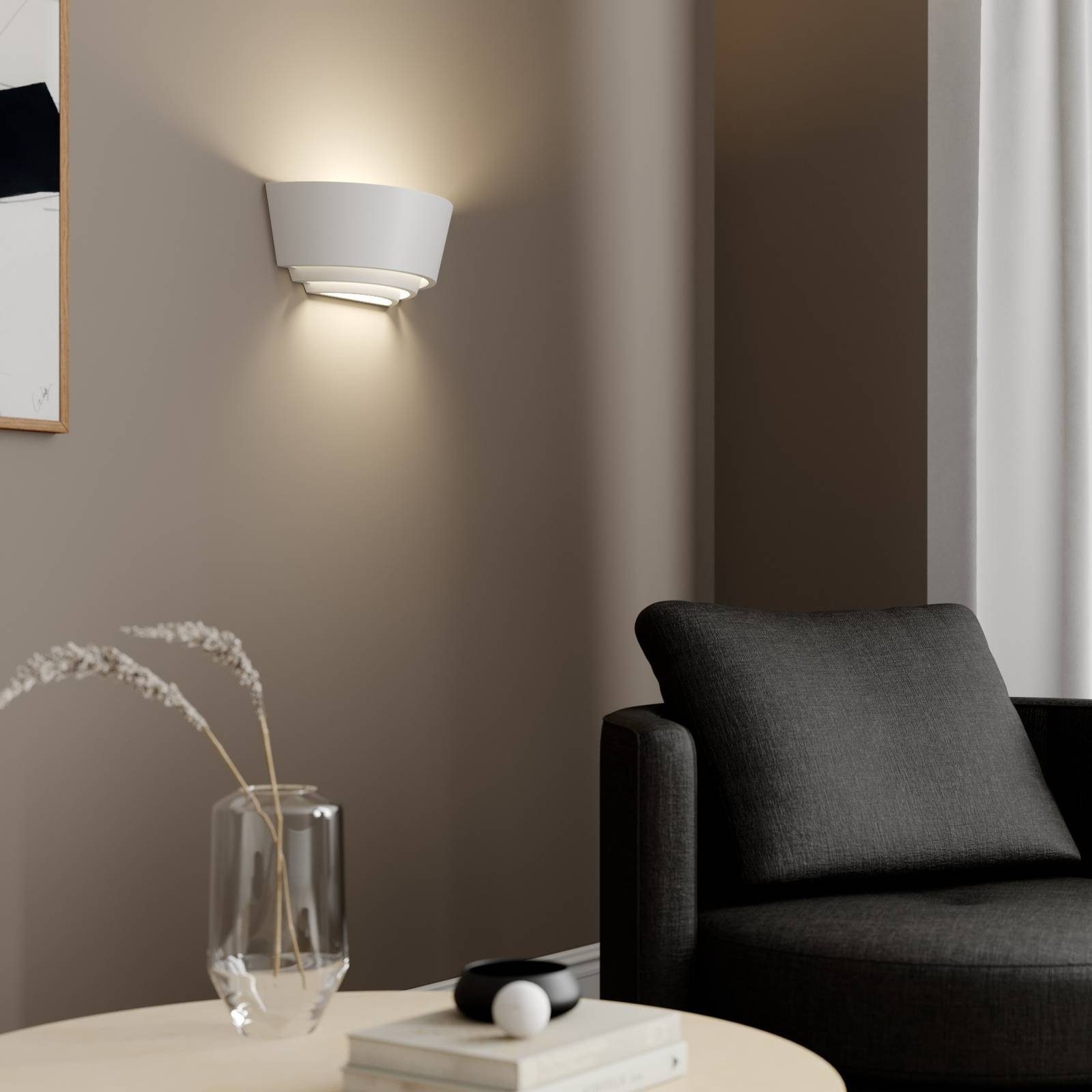 Lindby Wandleuchte Azriel, Gips Weiß IP20, 1 x 25 W