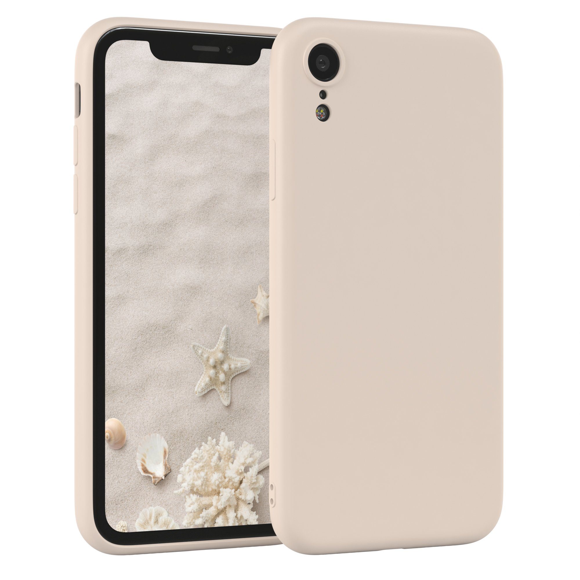 EAZY CASE Handyhülle für Apple iPhone XR Hülle Silikon 6,1 Zoll, Bumper Case Matt Slimcover Silikonschutzhülle elastisch Taupe / Beige