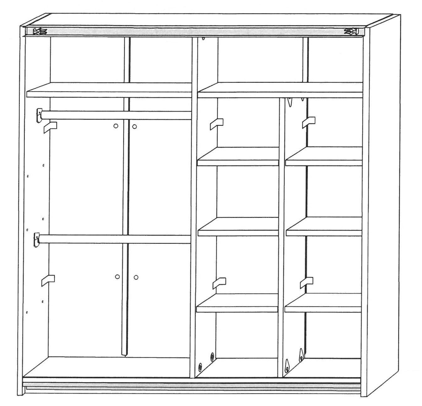 Feldmann-Wohnen Schwebetürenschrank Madryt 219x62x206 cm, Spiegel, schwarz Griffleisten mit