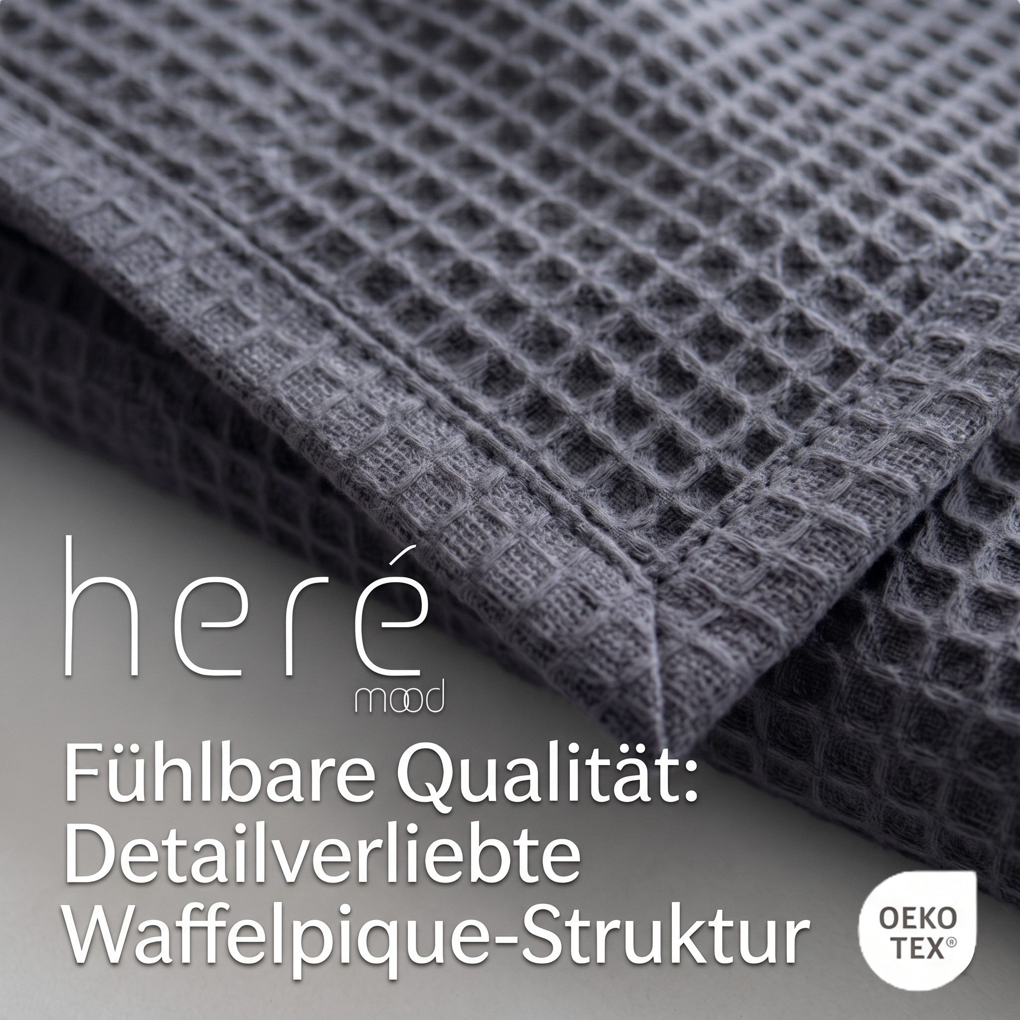 herémood Tagesdecke aus 100% Baumwolle – Wohndecke Elegante Waffelpique Kuscheldecke, für Sofa & Bett, atmungsaktiv & pflegeleicht – 150x200 cm ANTHRAZIT