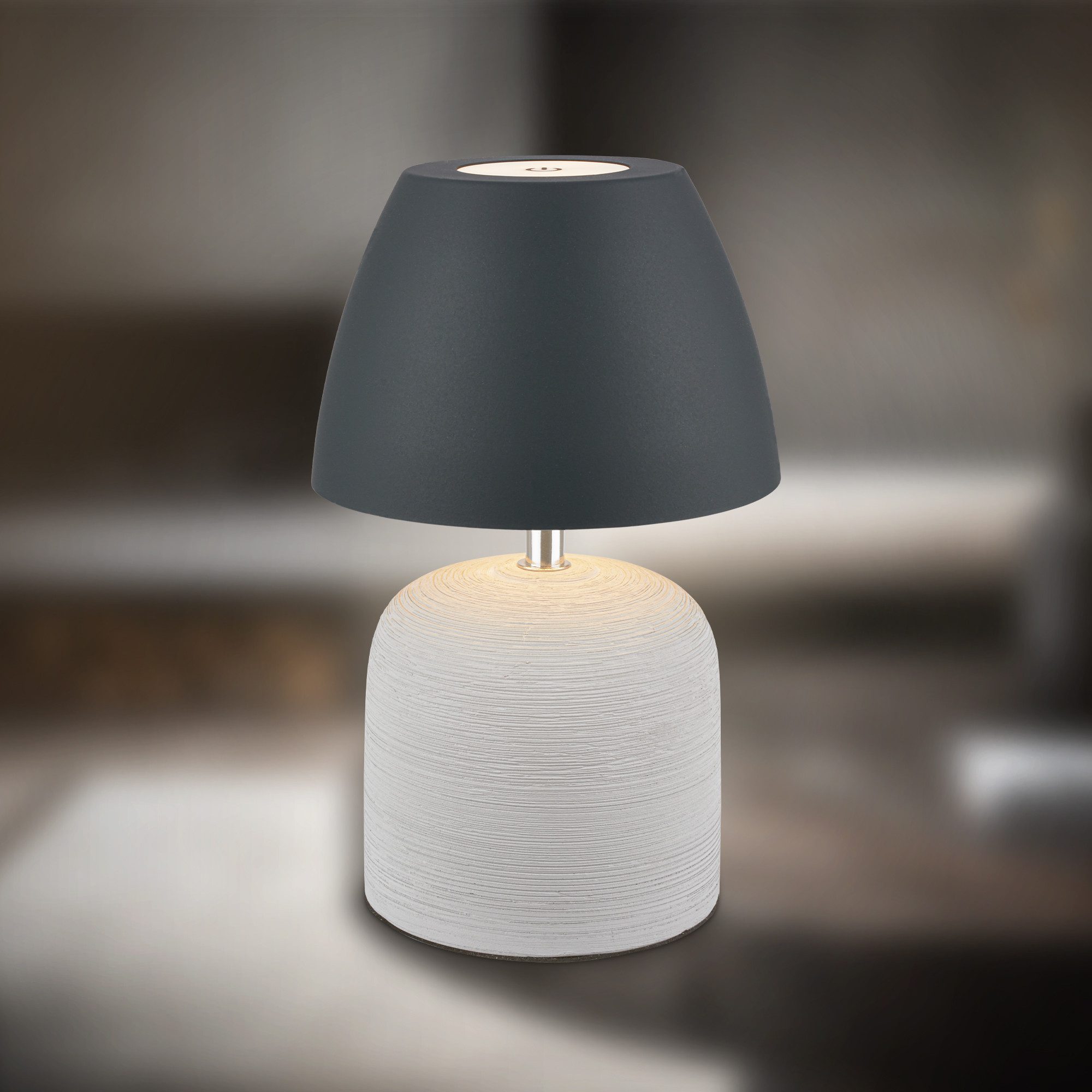 Briloner Leuchten LED Tischleuchte Akku Tischlampe Indoor/Outdoor kabellos Keramik, LED fest integriert, kabellos 14 x 36 cm 3W Wohnzimmer Schlafzimmer