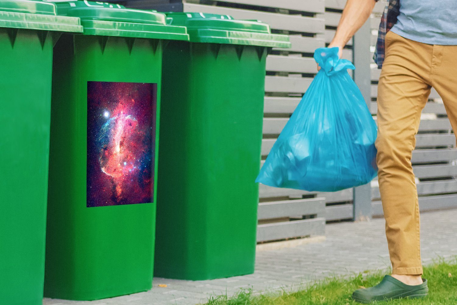 (1 Sterne Sticker, St), - Wandsticker Rot - Weltraum MuchoWow Mülltonne, Container, Mülleimer-aufkleber, Abfalbehälter