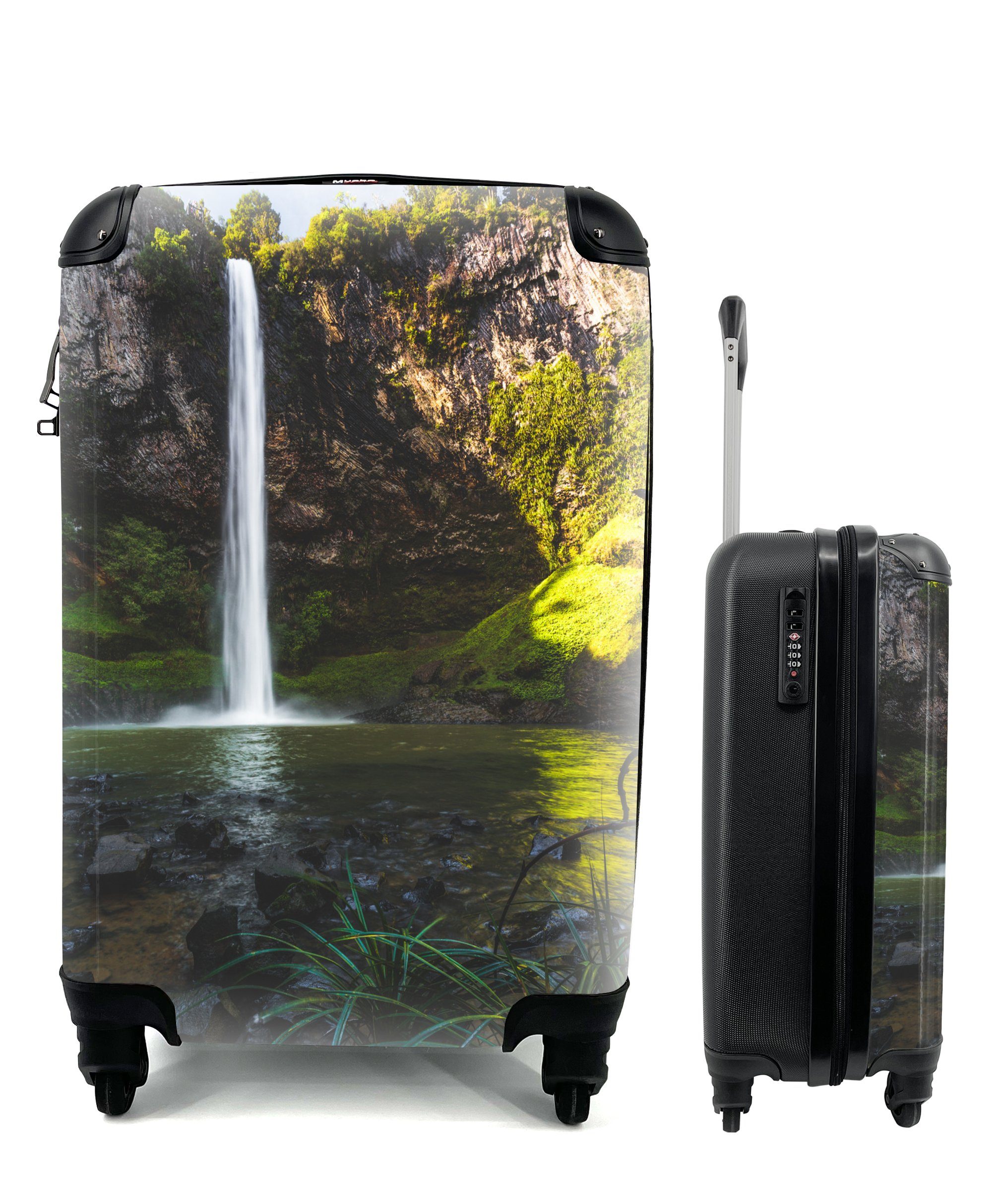 MuchoWow Handgepäckkoffer Bridal Veil Wasserfall Neuseeland, 4 Rollen, Reisetasche mit rollen, Handgepäck für Ferien, Trolley, Reisekoffer