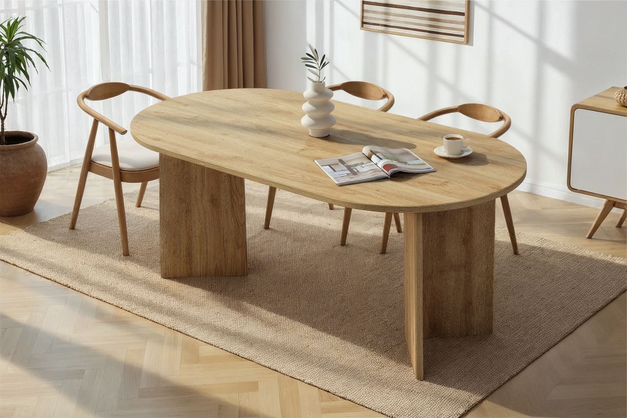 Skye Decor Esstisch Sablin Boho (1-St., 1 Tisch), modernes Design, stabile 180 x 90, Oval Tischplatte