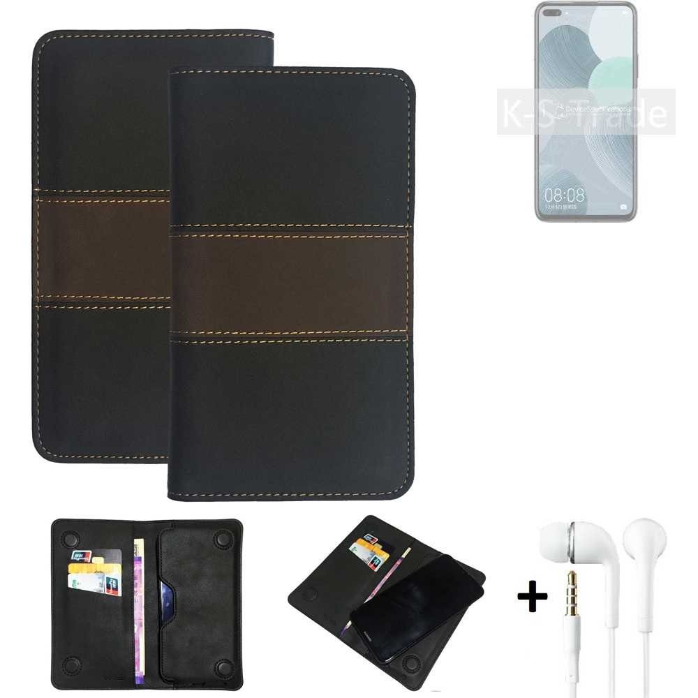 K-S-Trade Handyhülle für Huawei nova 6, Handyhülle + Kopfhörer Schutzhülle  Walletcase Bookstyle Tasche