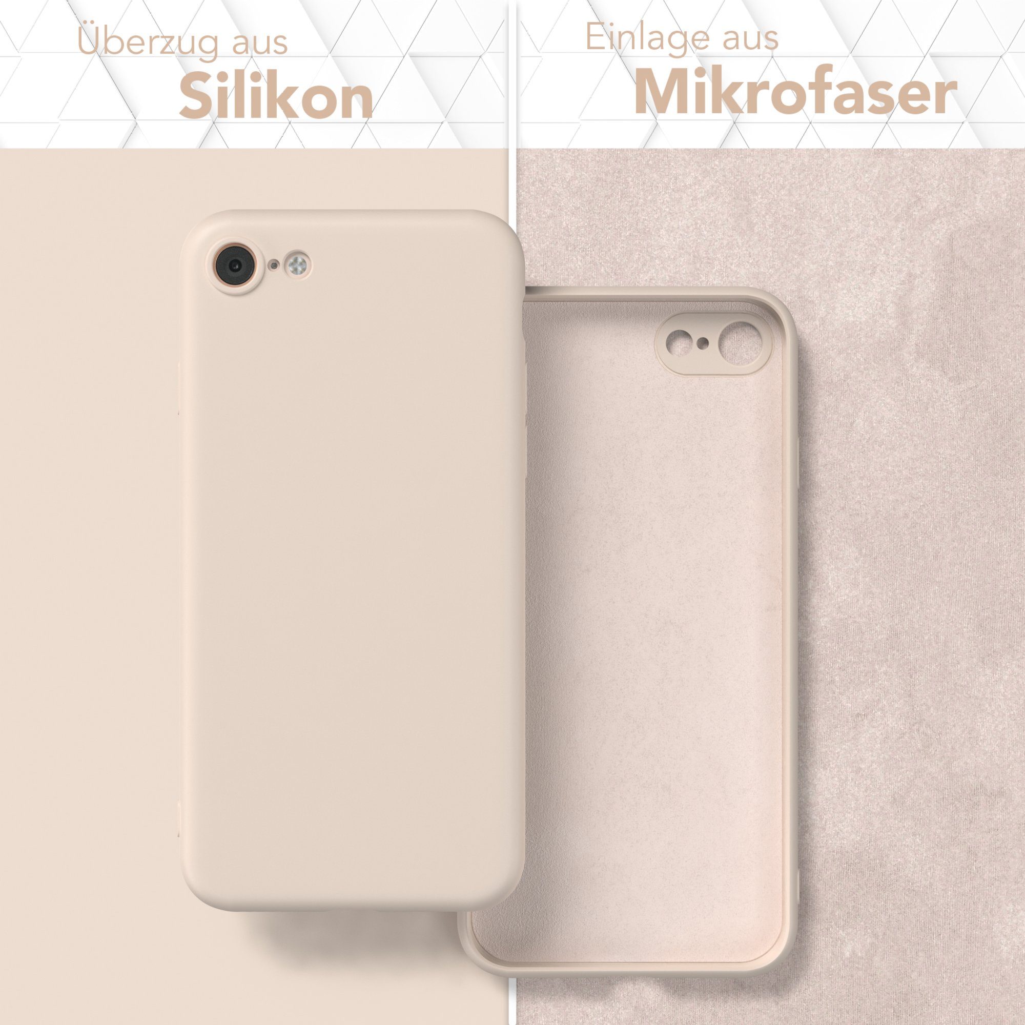 EAZY CASE Handyhülle für Apple iPhone SE 2022/2020 iPhone 8/7 Hülle Silikon 4,7 Zoll, Bumper Case Matt Slimcover Silikonschutzhülle elastisch Taupe / Beige – Bild 3 von 5