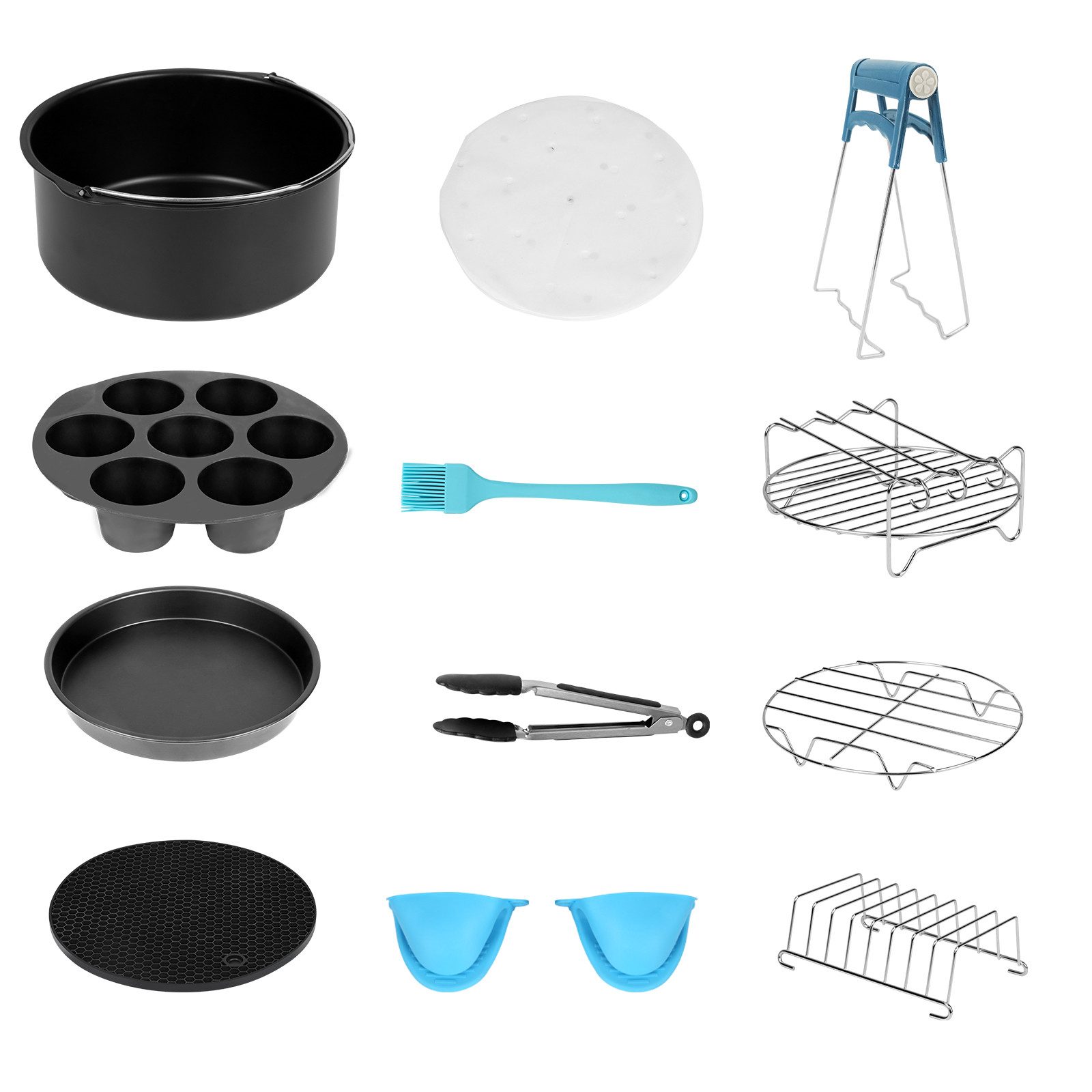 Clanmacy Küchenmaschinen Zubehör-Set Heißluftfritteuse-Zubehör Fritteuse Airfryer Backform Heißluftofen