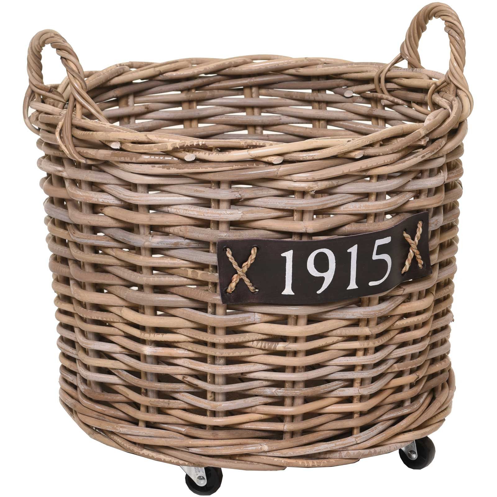 VIVANNO Kaminholzkorb Rattan ARRIBA Rund - Natur Geflochten (1 St), 50x42 cm