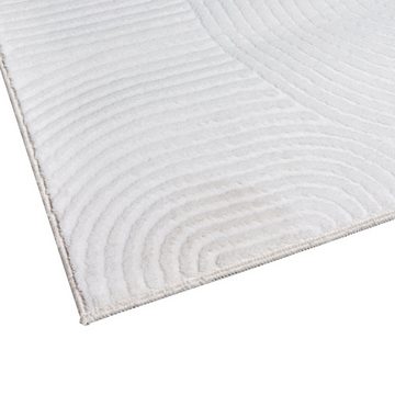 Teppich Teppich Wohnzimmer Hoch-Tief-Effekt Antirutsch Linienmuster weiß, Teppich-Traum, rechteckig, Höhe: 16 mm