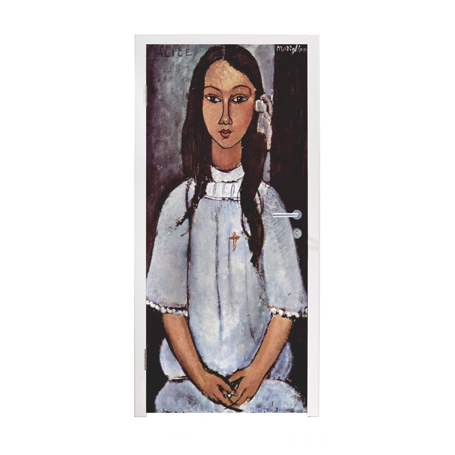 (1 cm Gemälde Alice Amedeo MuchoWow Türtapete bedruckt, von Tür, für St), Fototapete Türaufkleber, 75x205 Matt, Modigliani, -