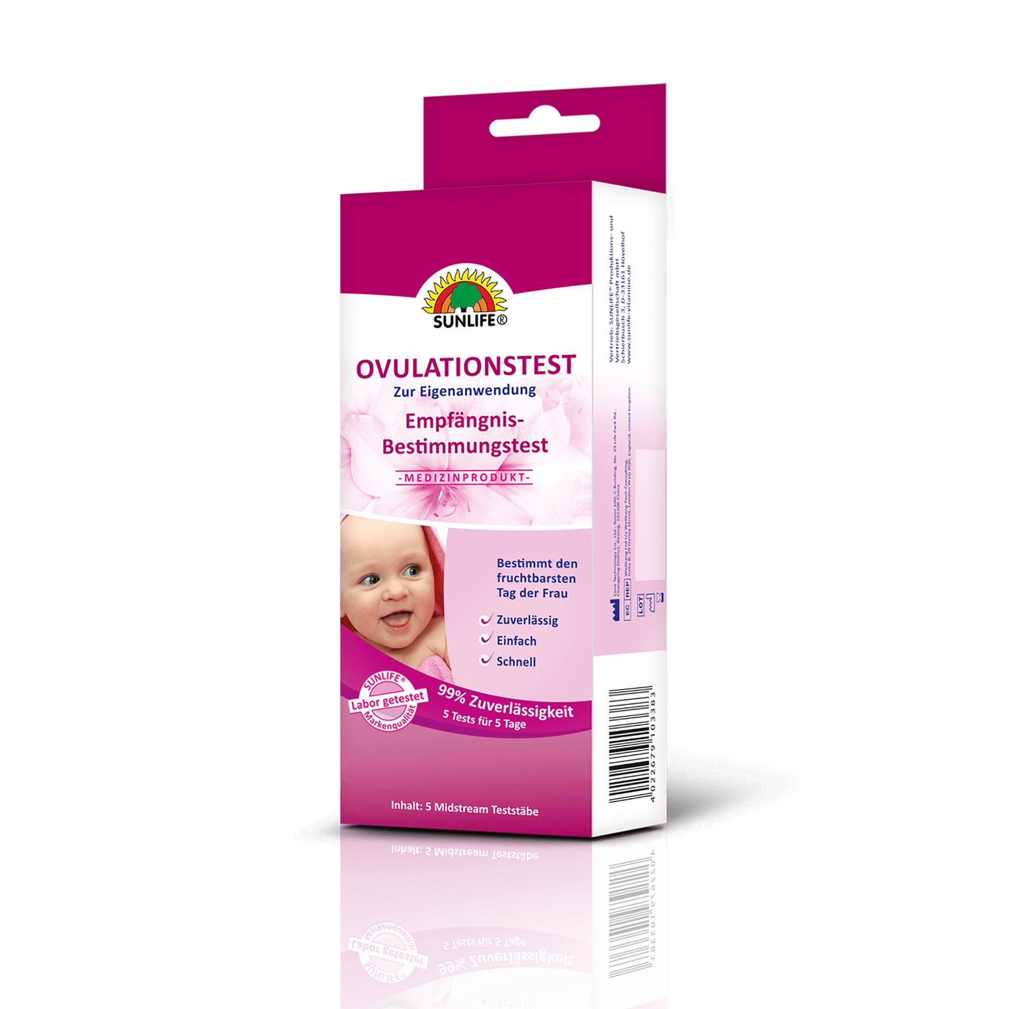 SUNLIFE Ovulationstest SUNLIFE® Ovulationstest 5 Stk Schnell-Teststäbchen Fruchtbarkeitstest