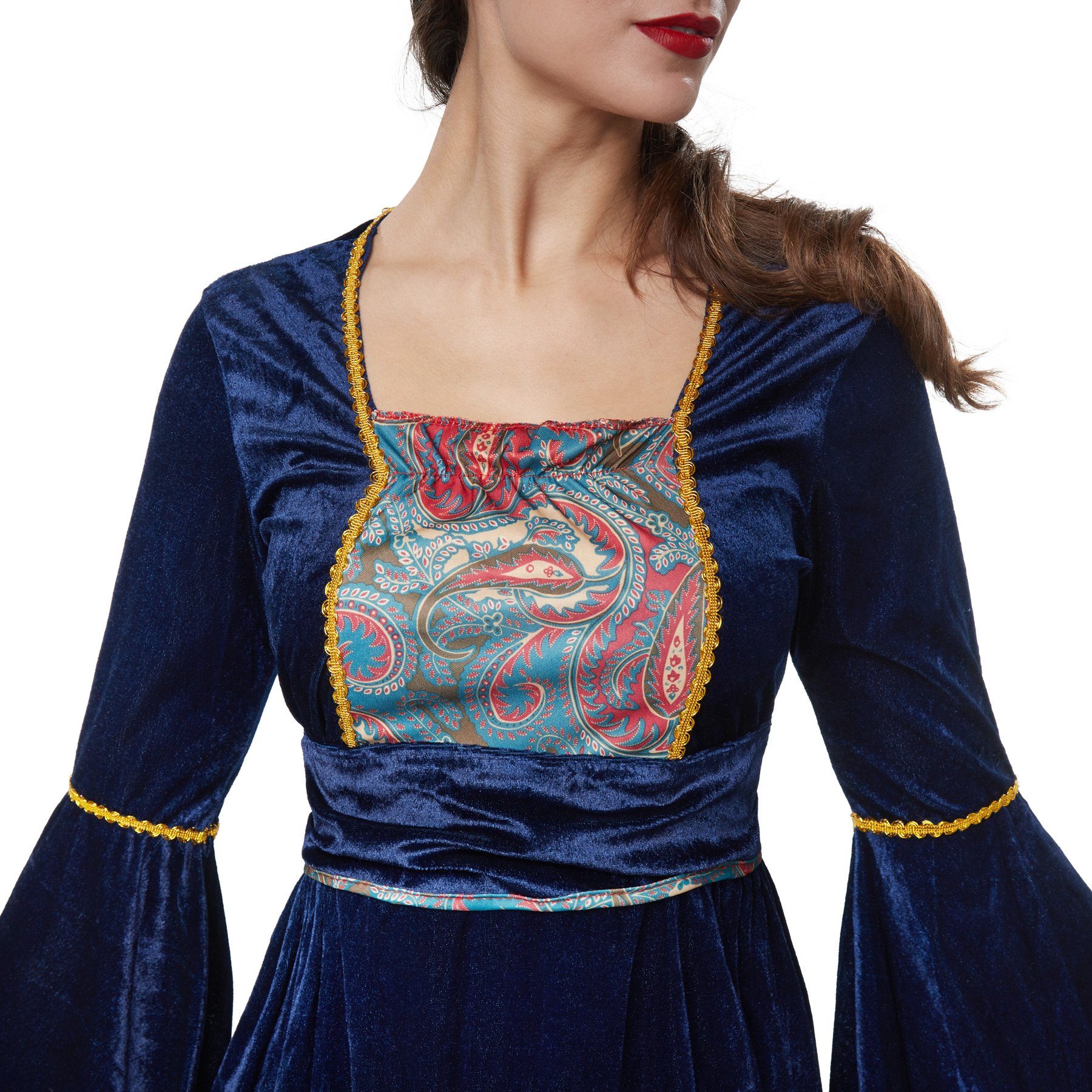 dressforfun Kostüm Frauenkostüm Liebreizendes Burgfräulein, Edles, mittelalterliches Gewand aus blauem Samt