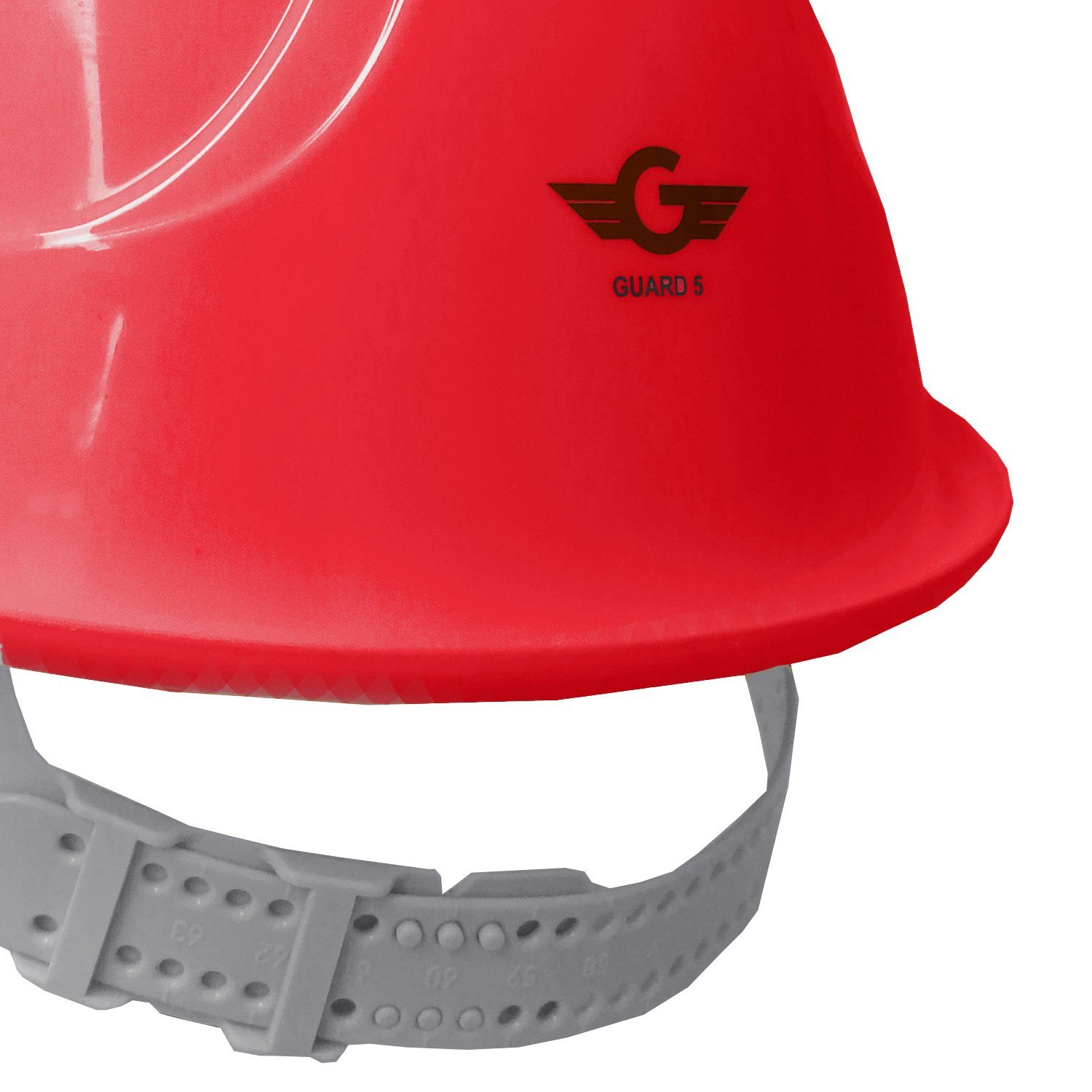 BAU-Helm 6-Punkt-Gurtband (Art.22-80BR) - - rot 5 Arbeitshelm Schutzhelm mit GUARD