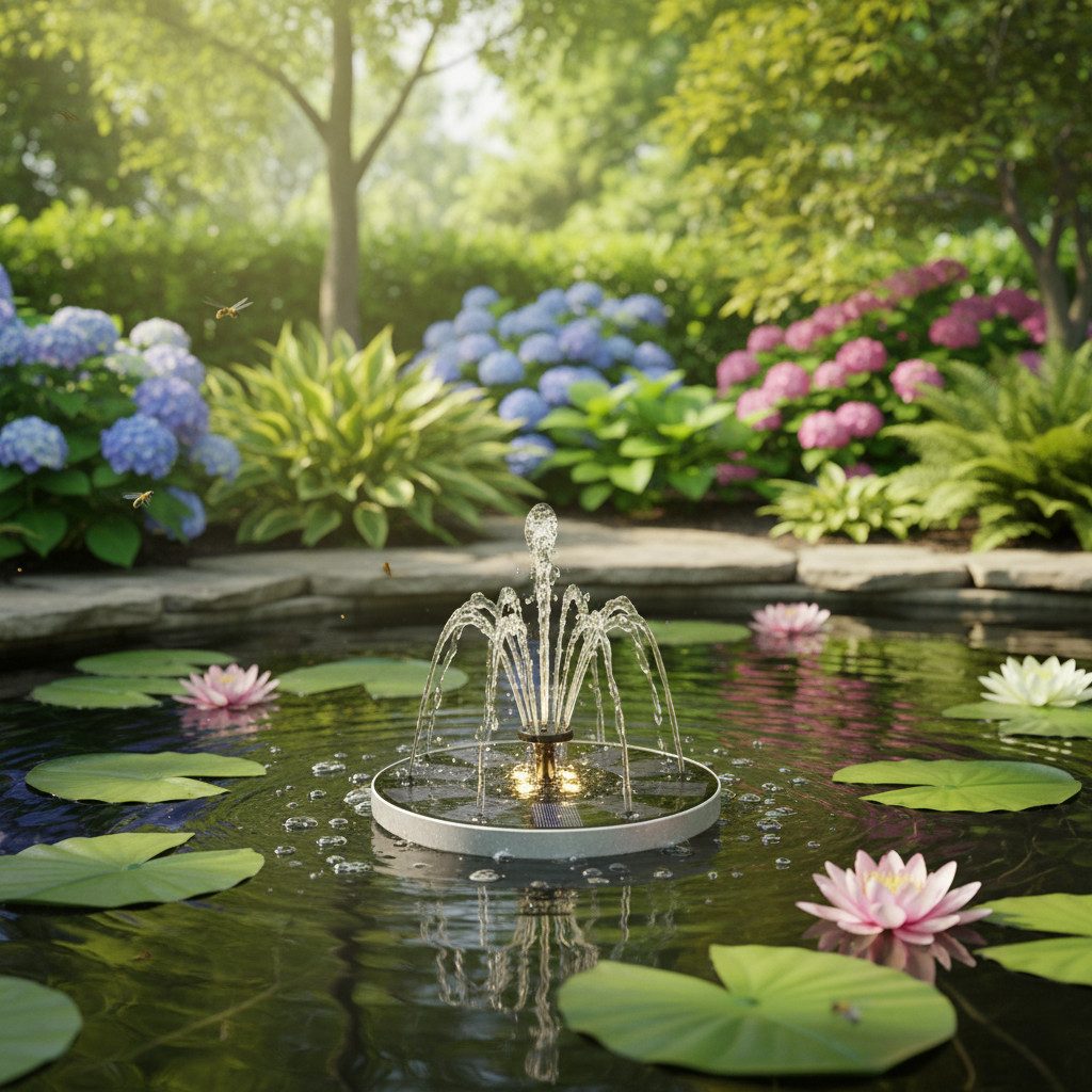 Kaemingk Dekofigur Solarbrunnen Schwimmende Pumpe für Gartenteich Dekoratives