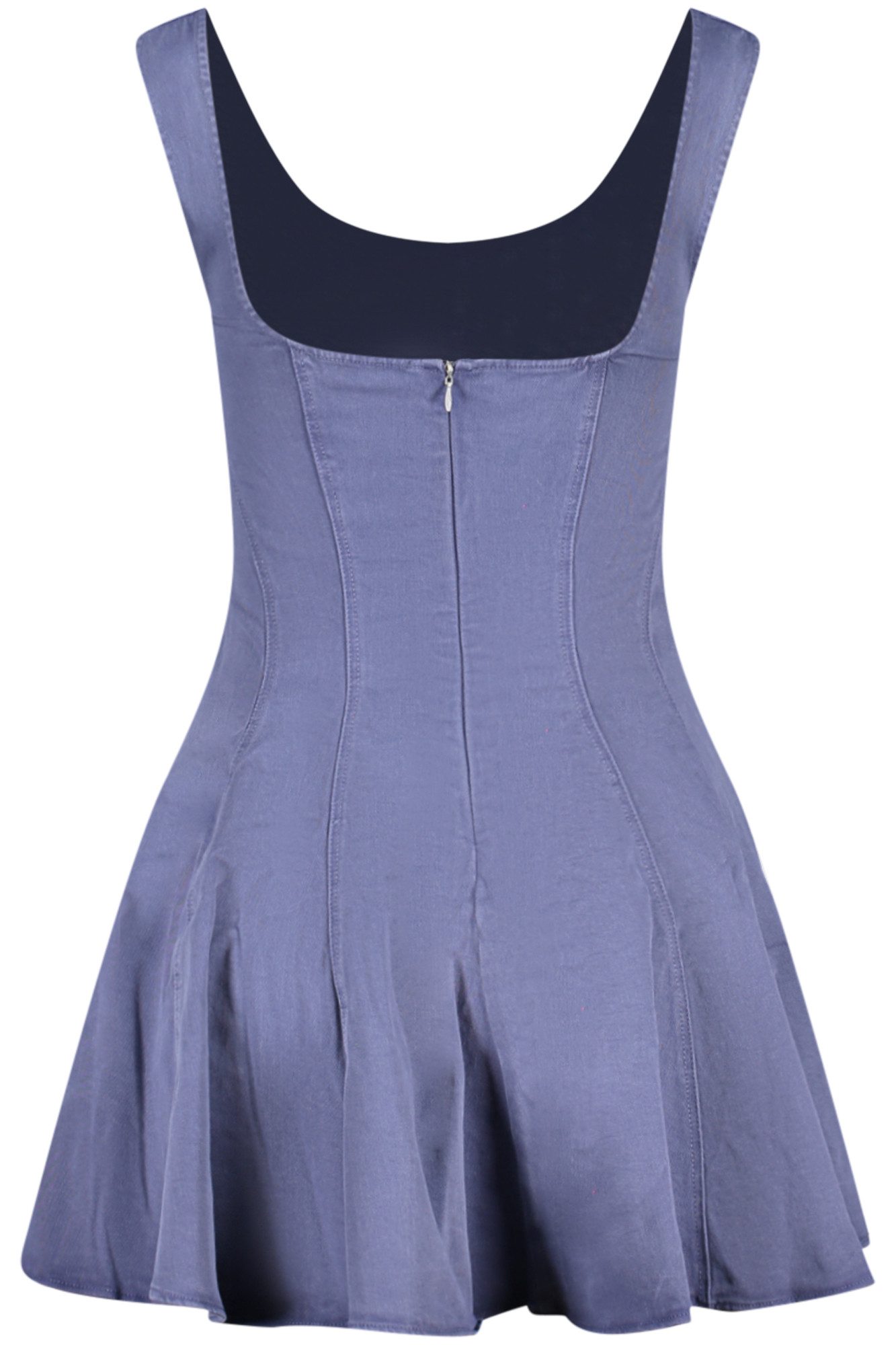 Desigual Partykleid Skater-Kleid Damen Blau & Pink – U-Boot, dünne Träger, Reißversch