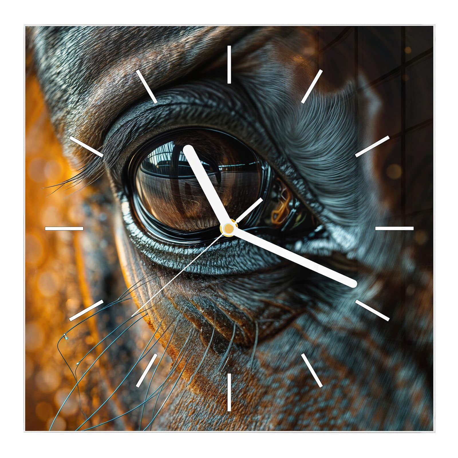 Wanduhr Glasuhr Wanduhr Wandkunst Größe 30 x 30 cm mit Motiv Pferdeauge