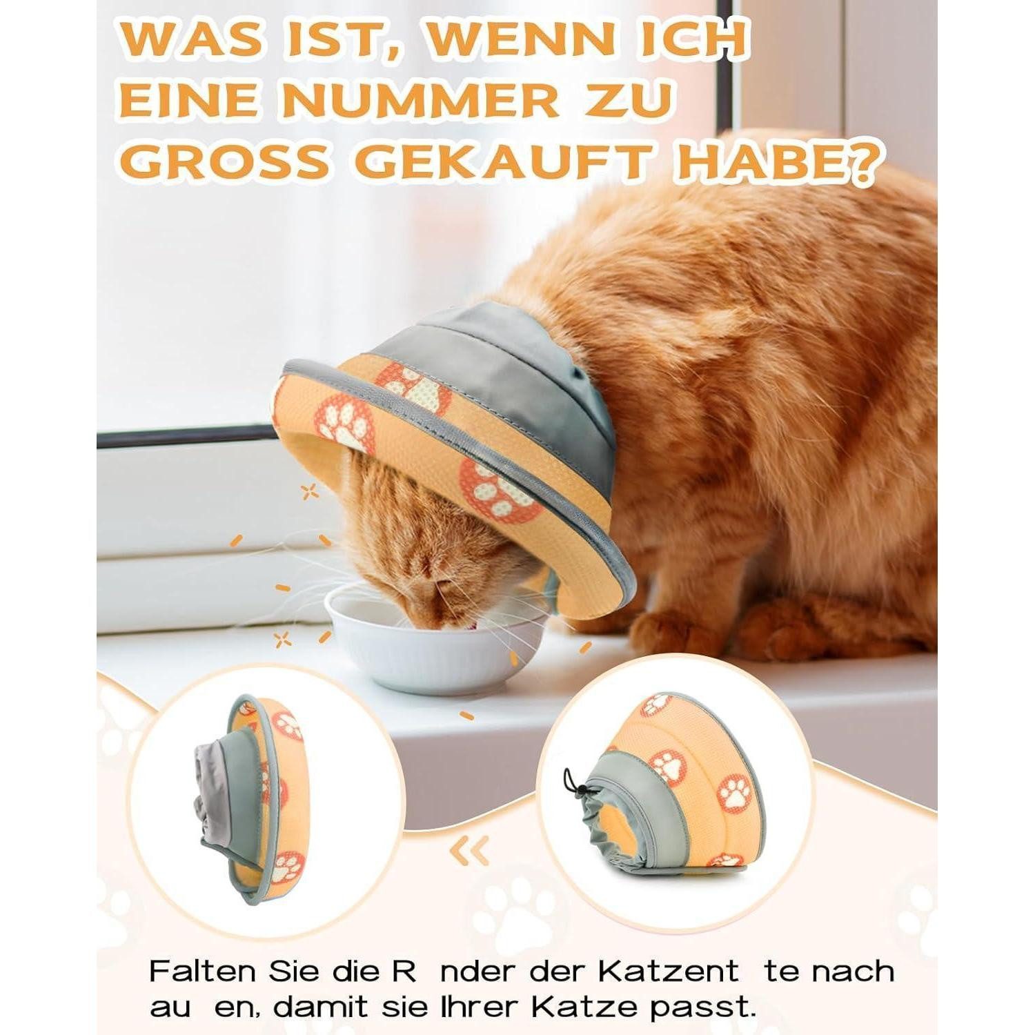 LuxusKollektion Schutzkragen Halskrause Katze Operation Verletzung Hund M- (Hals: 16-24cm) Orange