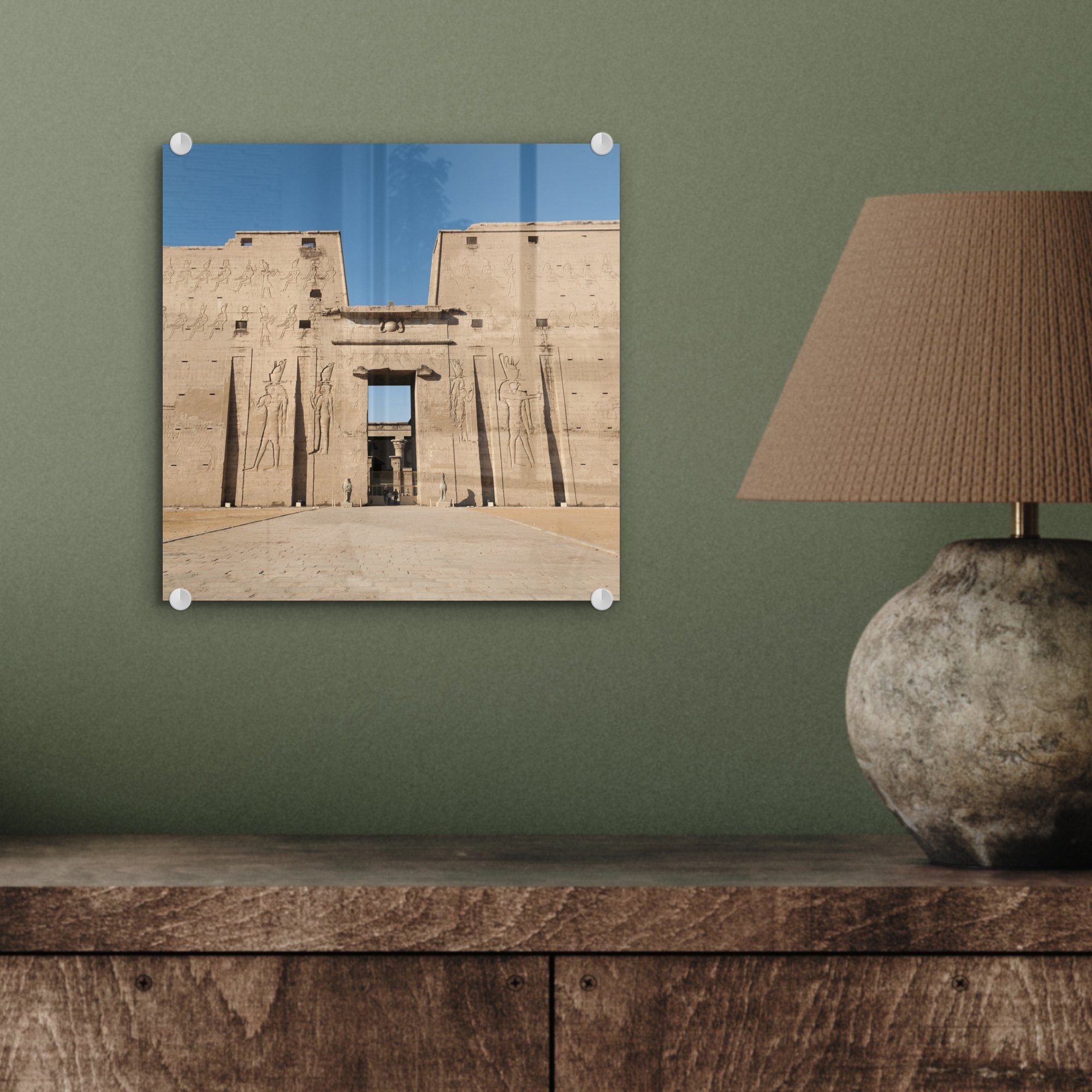 Glasbilder Acrylglasbild - Glas MuchoWow (1 Wandbild - - in St), auf Glas Bilder Horus-Tempels Ägypten, Eingangstor des auf Foto Wanddekoration