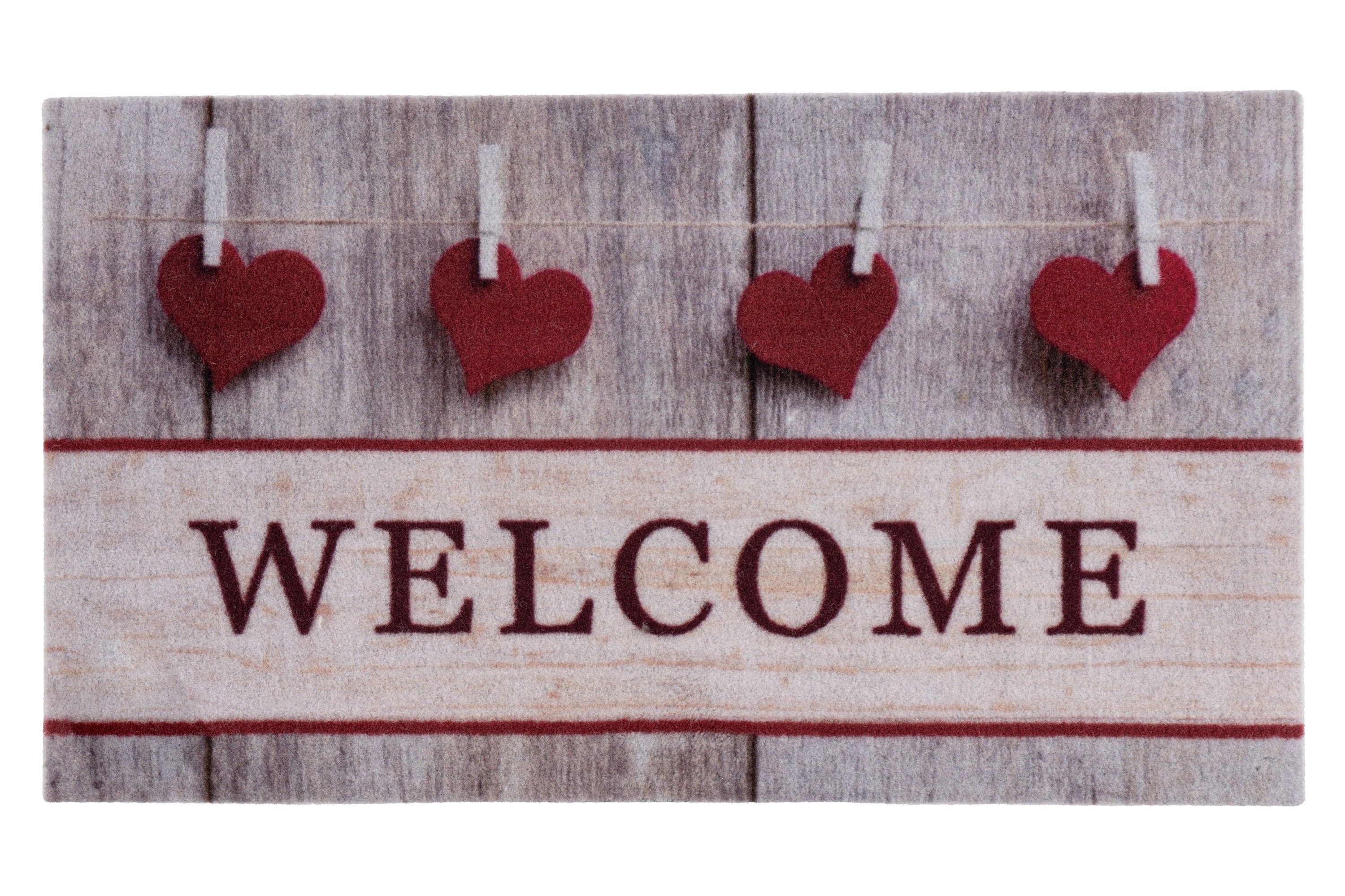 Kayoom Fußmatte Cosy Entry 725, rechteckig, Höhe: 6 mm, Türmatte, Schmutzfang, Welcome Herz, Eingang