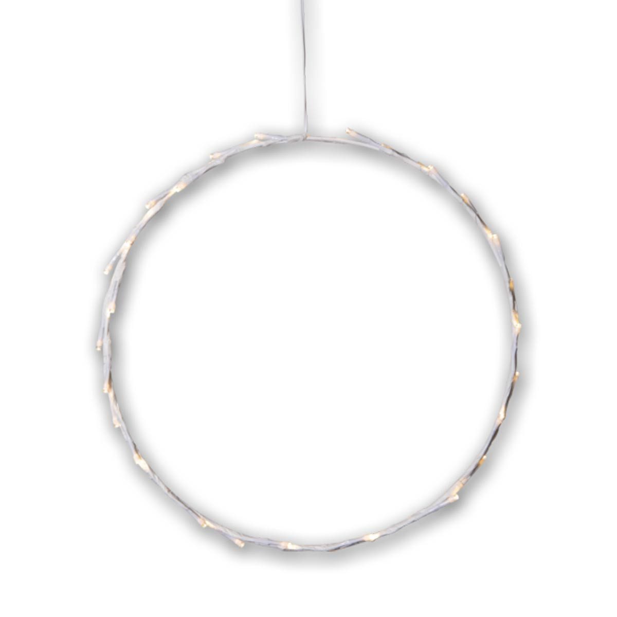STAR TRADING LED Fensterleuchter Fensterhänger CRISPY weiß, Ø35cm Ring, 30 LED warm, warmweiß
