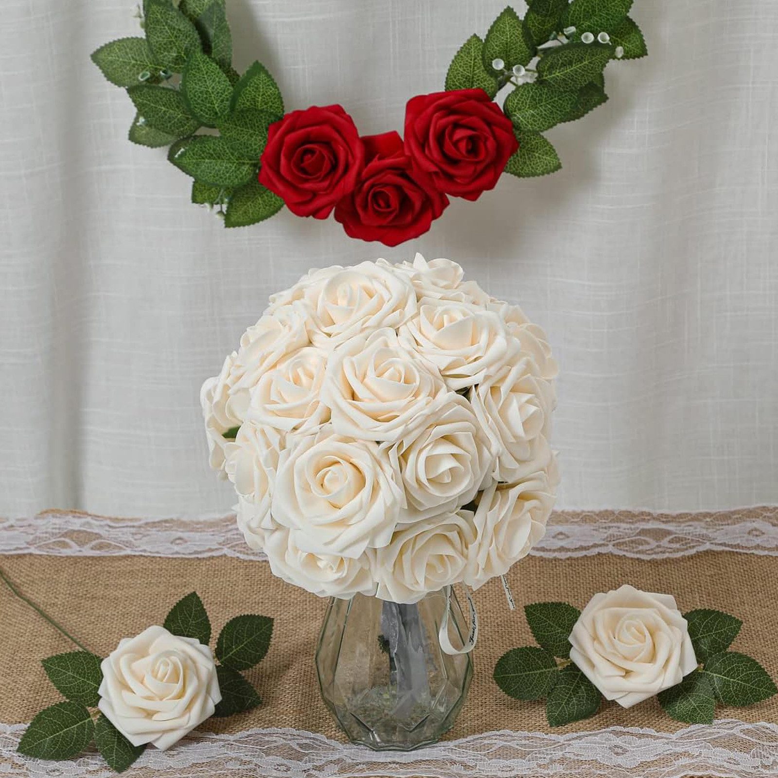 Kunstblume 25er Set Künstliche Schaumrosen Rose, günstig online kaufen