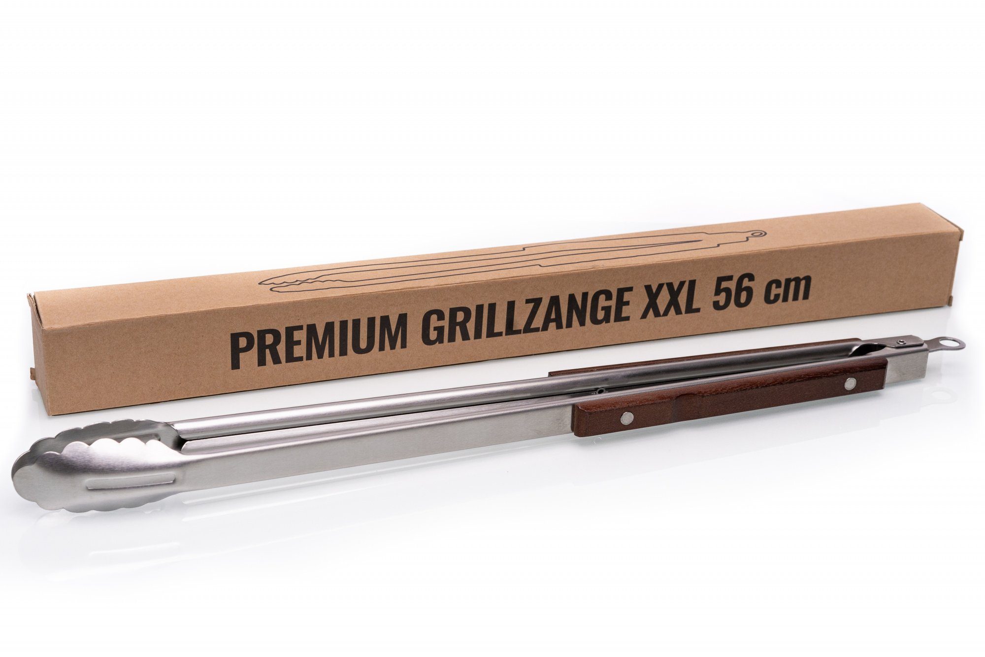 Grillzange, 56 cm BBQ XXL Grillzange extra lang Edelstahl optimal für jeden Gas- oder Holzkohlegrill