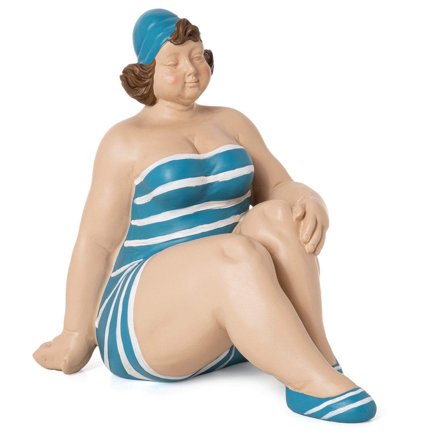 Moritz Dekofigur Dekofigur Frau Retro Badeanzug türkis 22 cm Vintage, Polyresin Фигурки Deko Geschenk Geometrische TierFigur Modern Skulptur