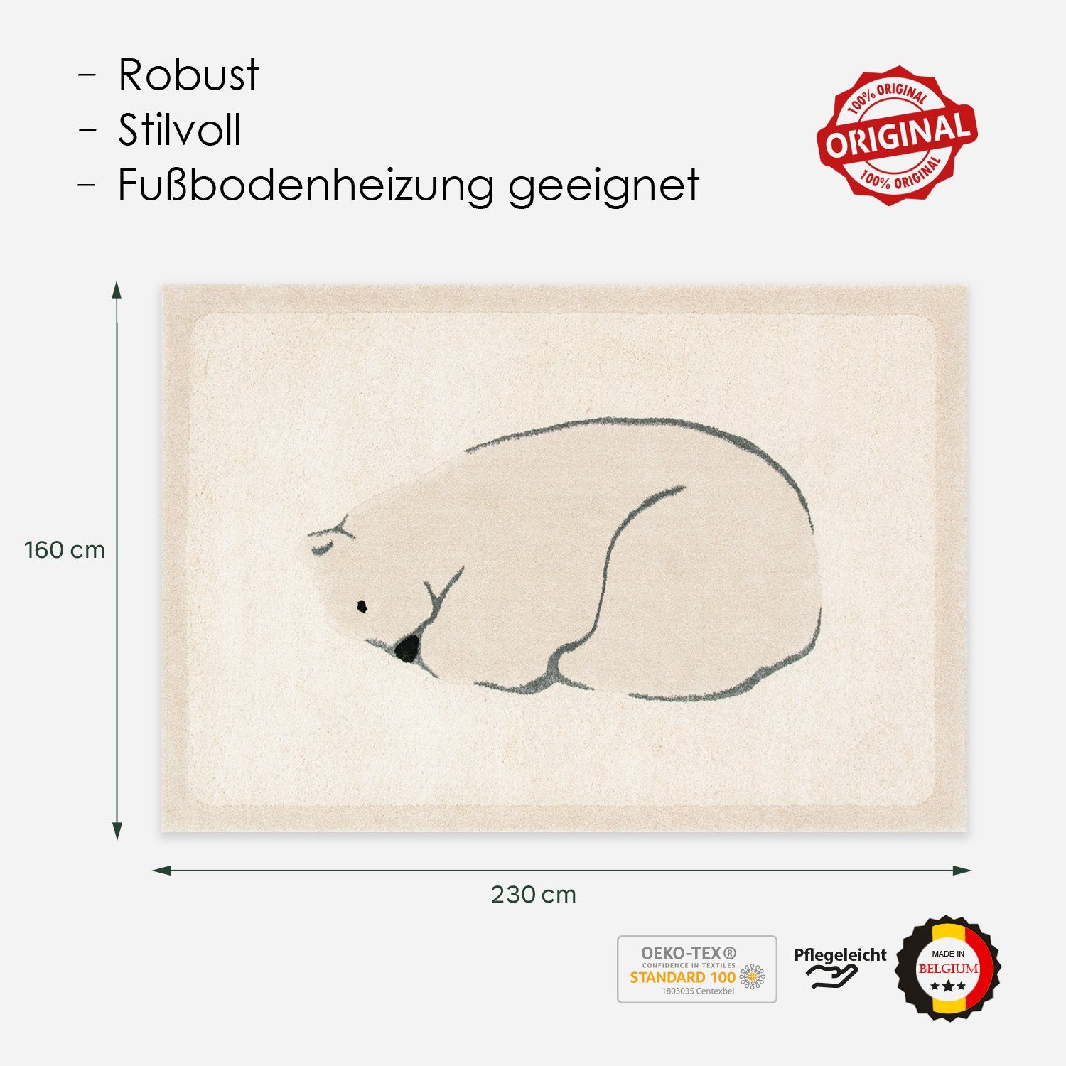 DomDeco Hochflor-Teppich Hochflorteppich MOMO, Serie "Bärli"
