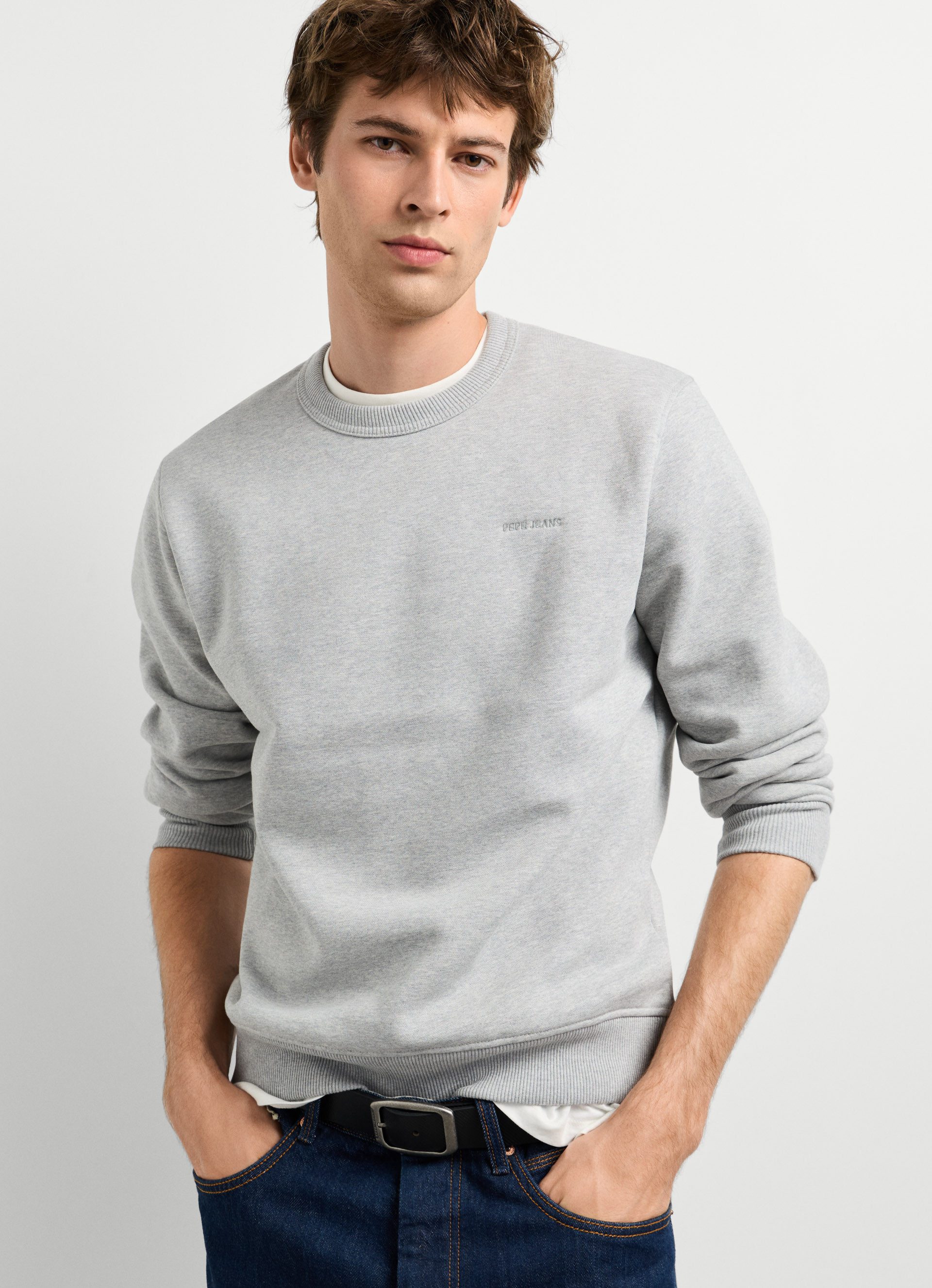 Pepe Jeans Sweatshirt JEFFERSON CREW mit Logostickerei, Baumwollmix