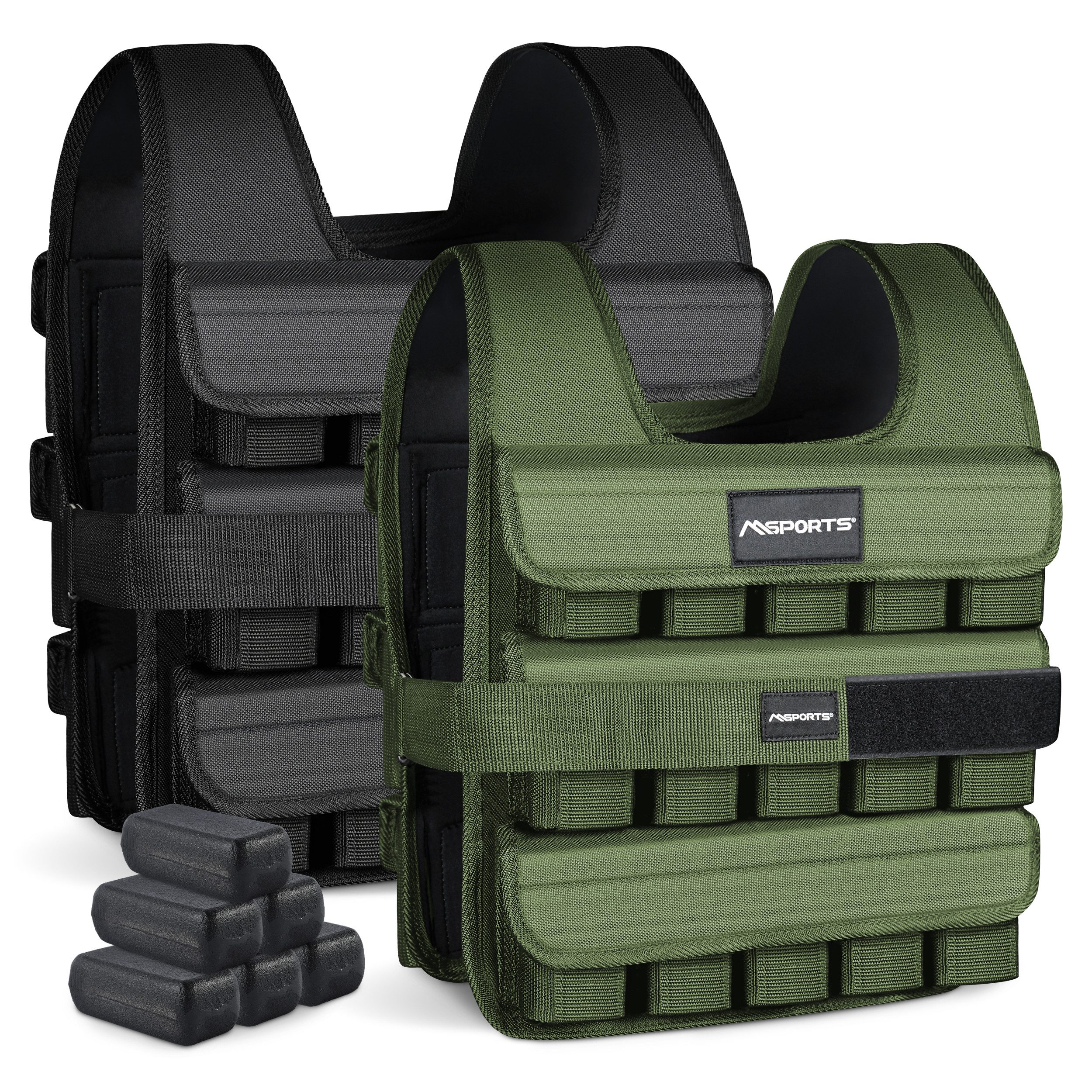 MSports® Gewichtsweste Gewichtsweste Verstellbar von 5 kg - 30 kg Gewicht für Krafttraining