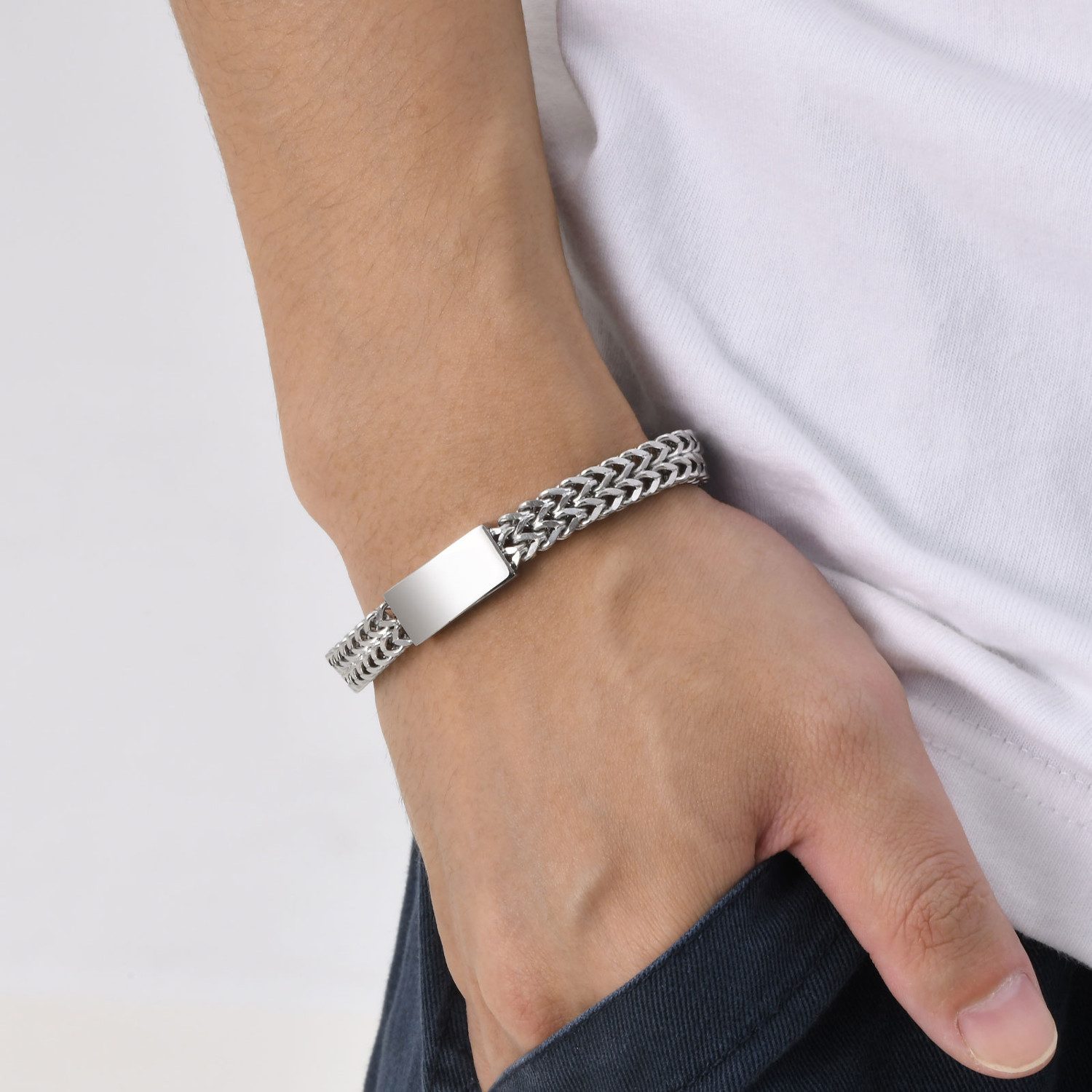 KARMA Edelstahlarmband Armband Edelstahl Silber Herren günstig online kaufen