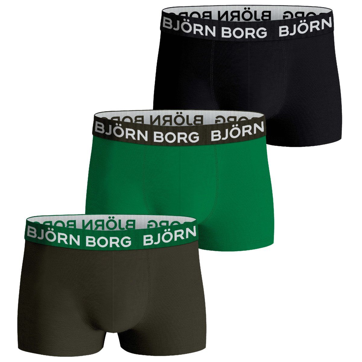 Björn Borg multicolor Cotton 3er (3-St) Trunk Boxershorts Pack Stretch Herren