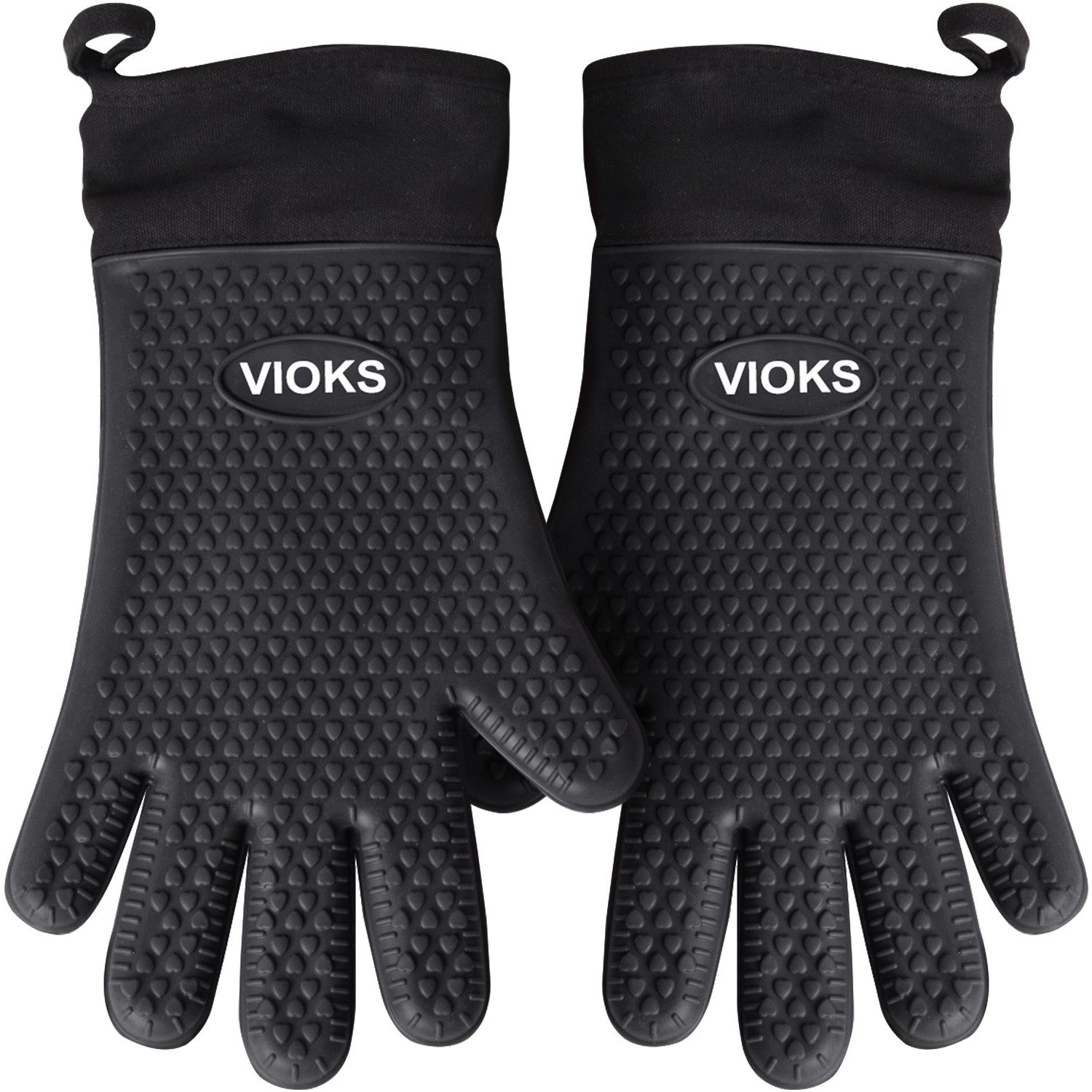 VIOKS Grillhandschuhe Ofenhandschuhe 2 Stück feuerfest rutschfest, für Grill BBQ